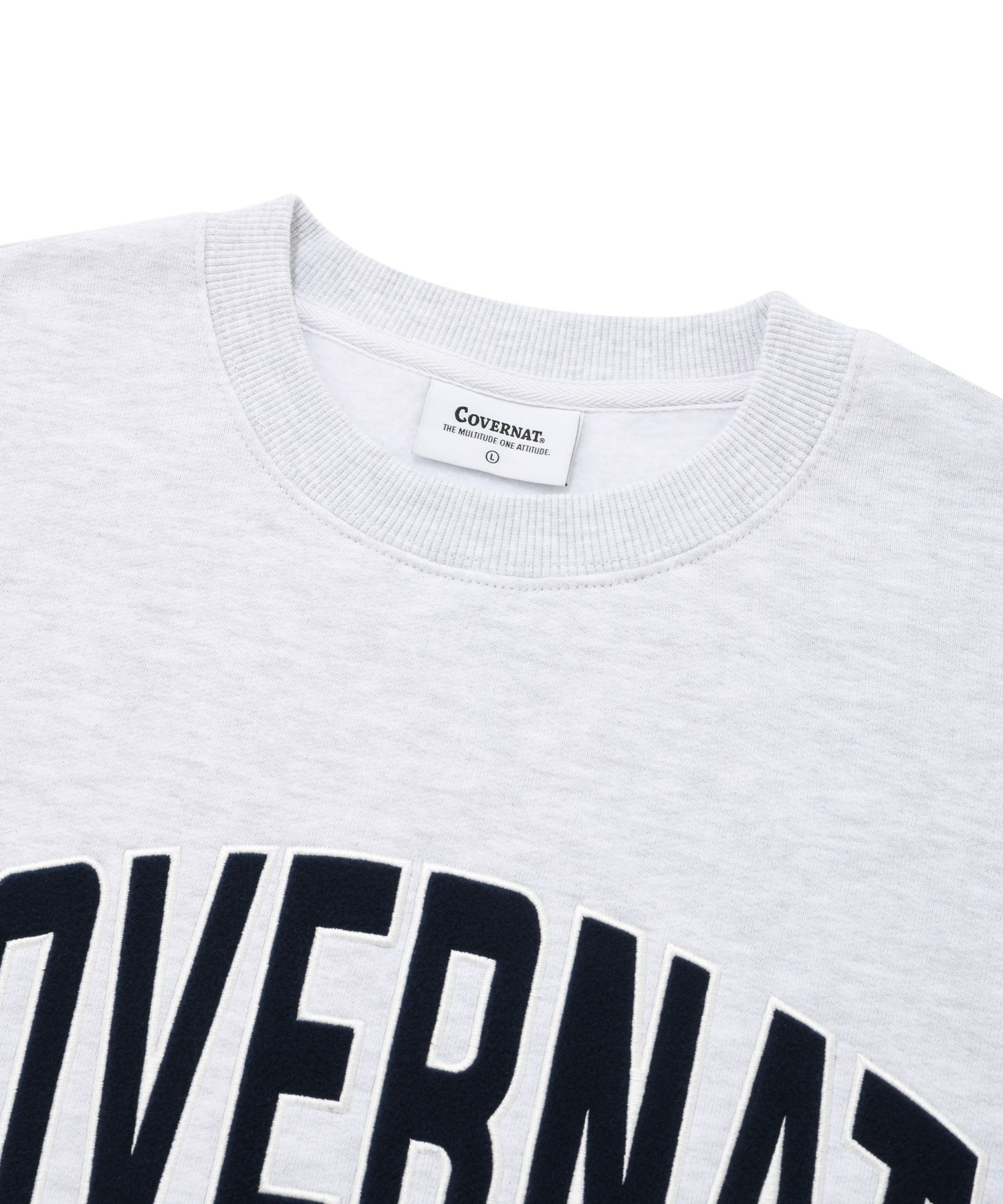 MUSINSA | COVERNAT Big arch logo brushed sweatshirt heather gray
