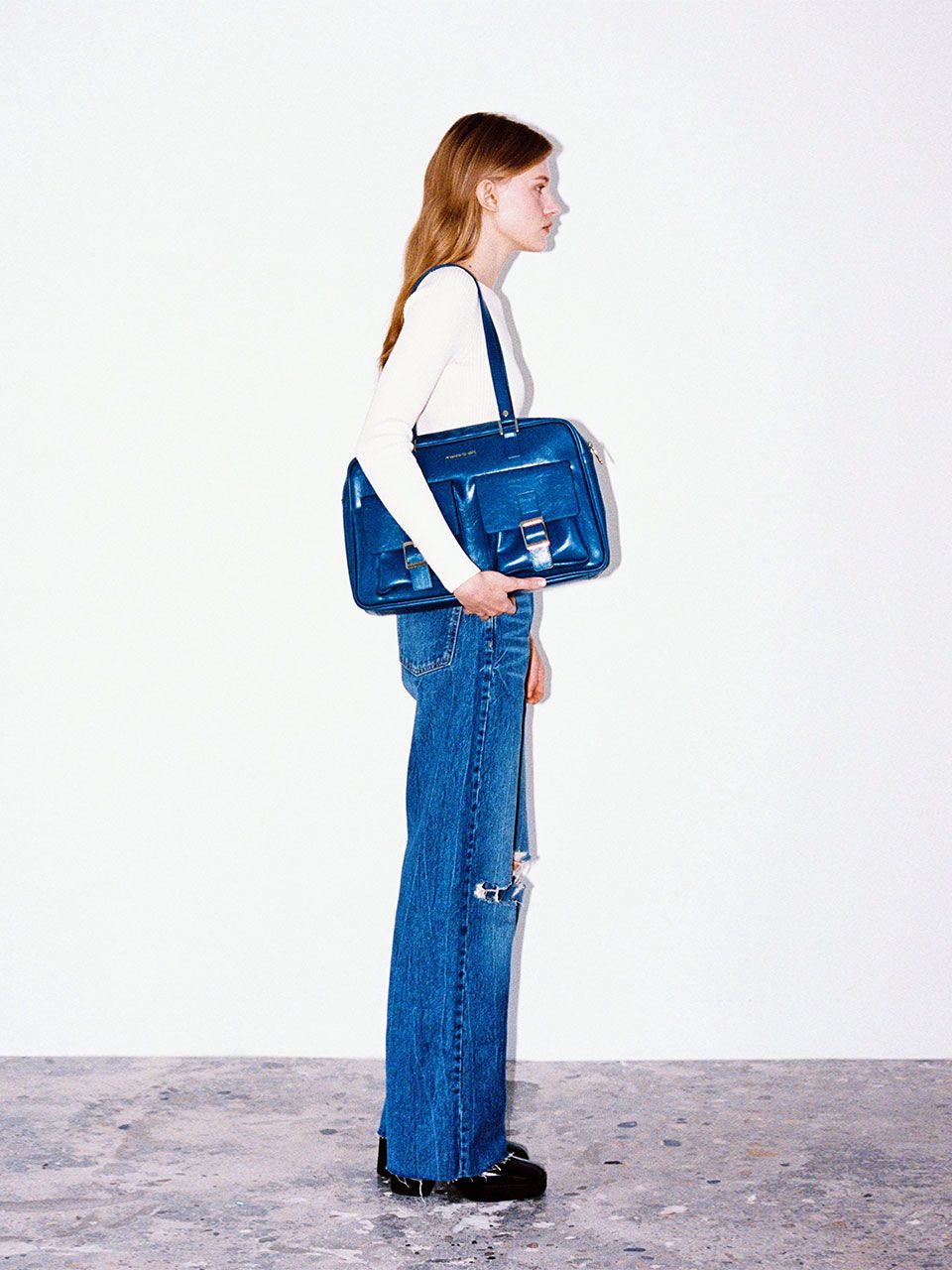 MUSINSA | FILLINTHEBLANK Trapezoid PK Shoulder Bag (blue)