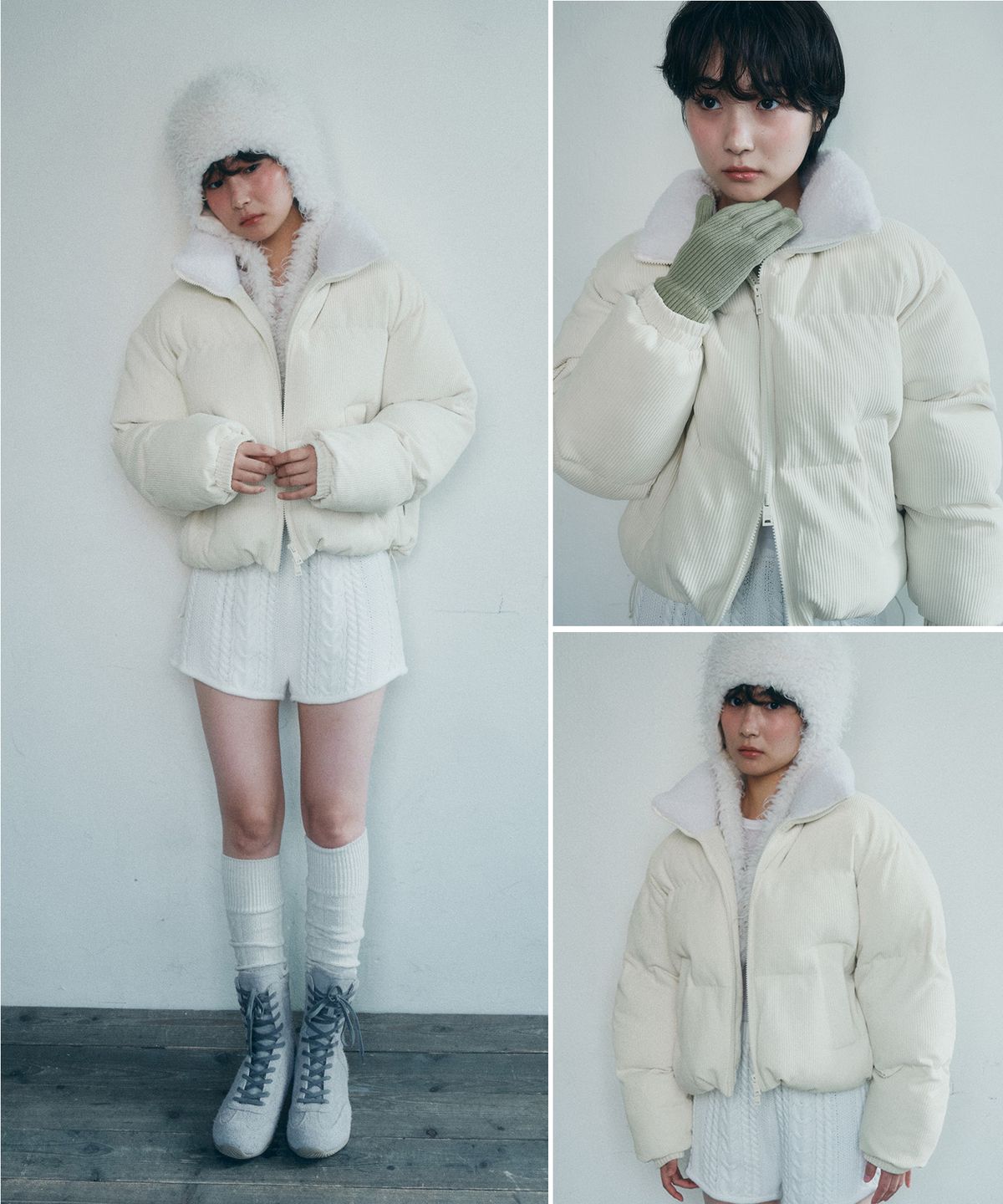 코드그라피(CGP) (우먼) 코듀로이 플리스 양털 패딩_아이보리