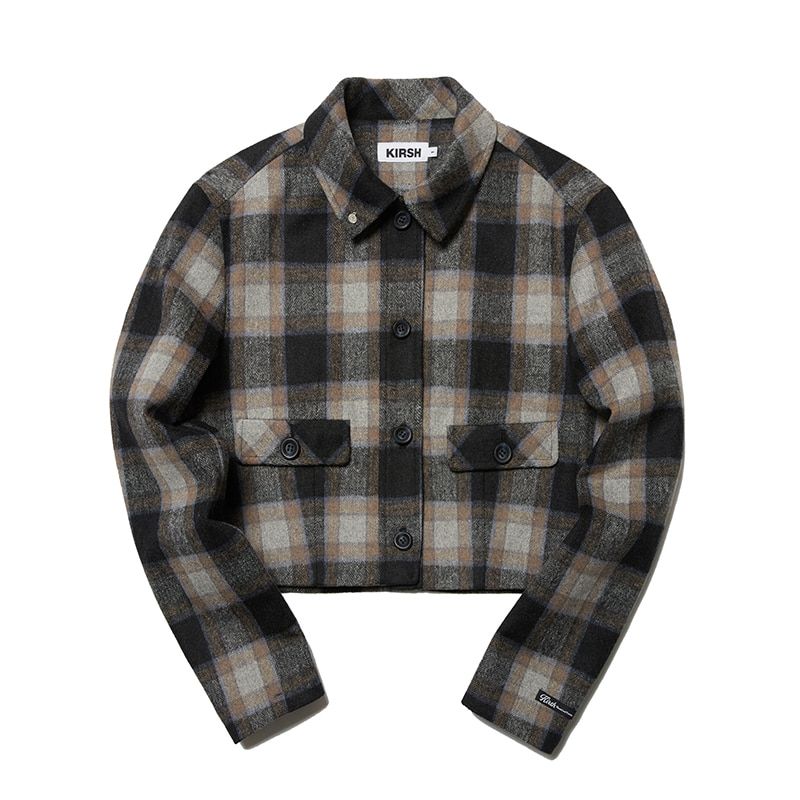 [ KIRSH ]★SMALL CHECK CROP JACKET MUSINSA | KIRSH Small Check Crop Jacket [Grey]