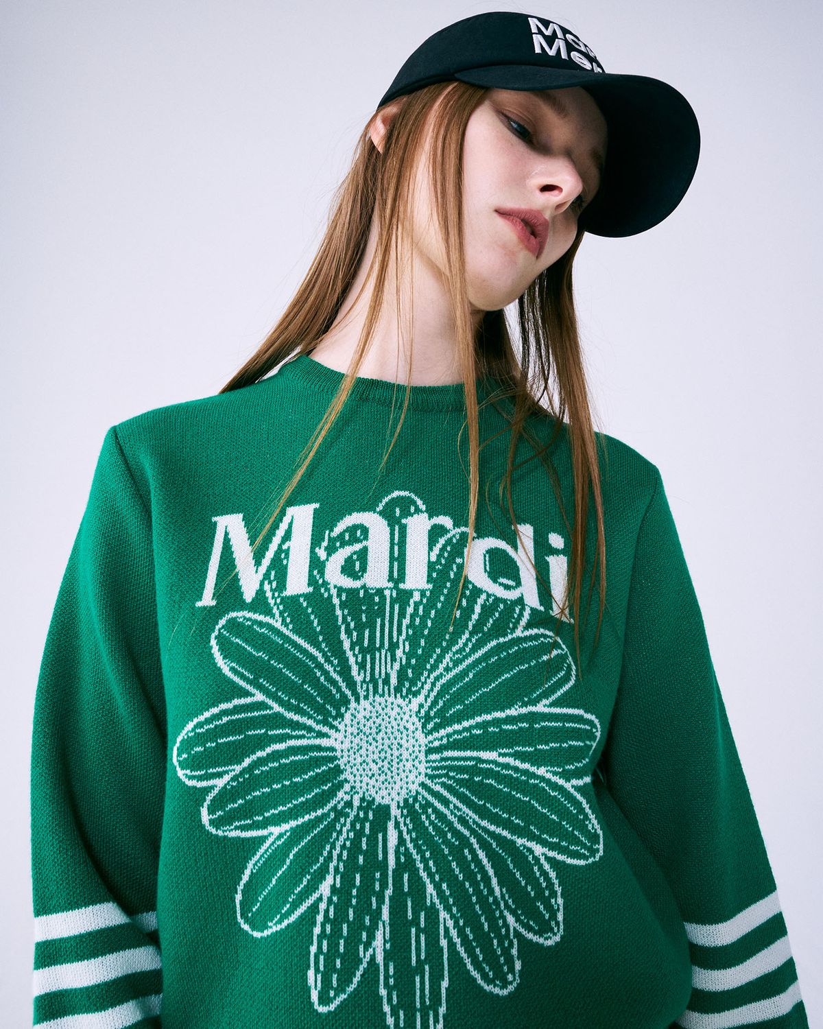 마르디 메크르디 악티프(MARDI MERCREDI ACTIF) 마르디 플라워 니트 풀오버 그린