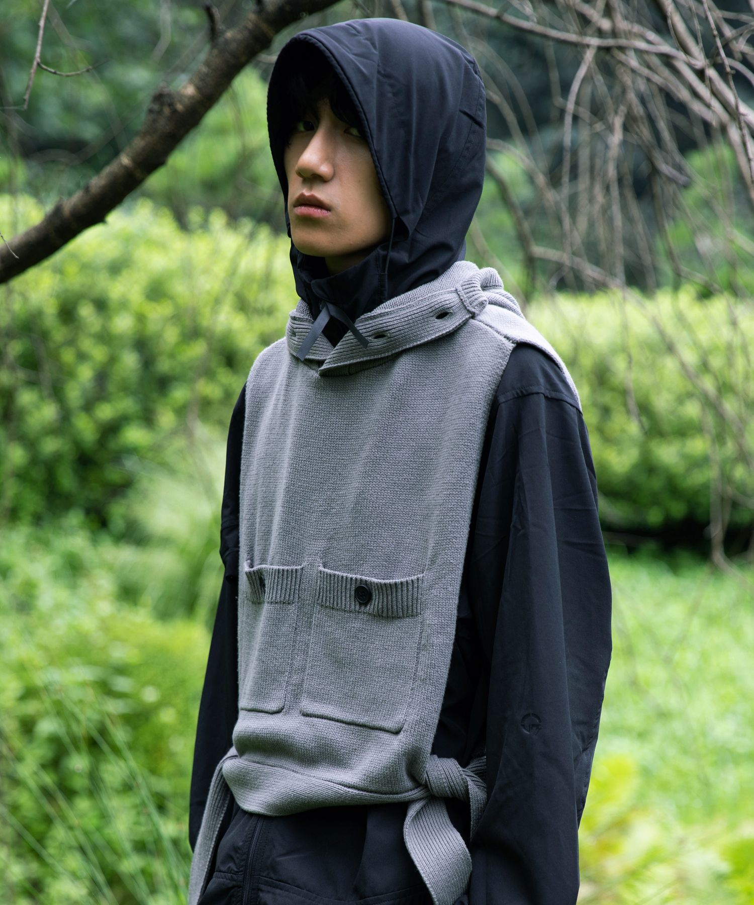 MUSINSA公式 | GLACK GNT013バラクラバニットベスト（GRAY）
