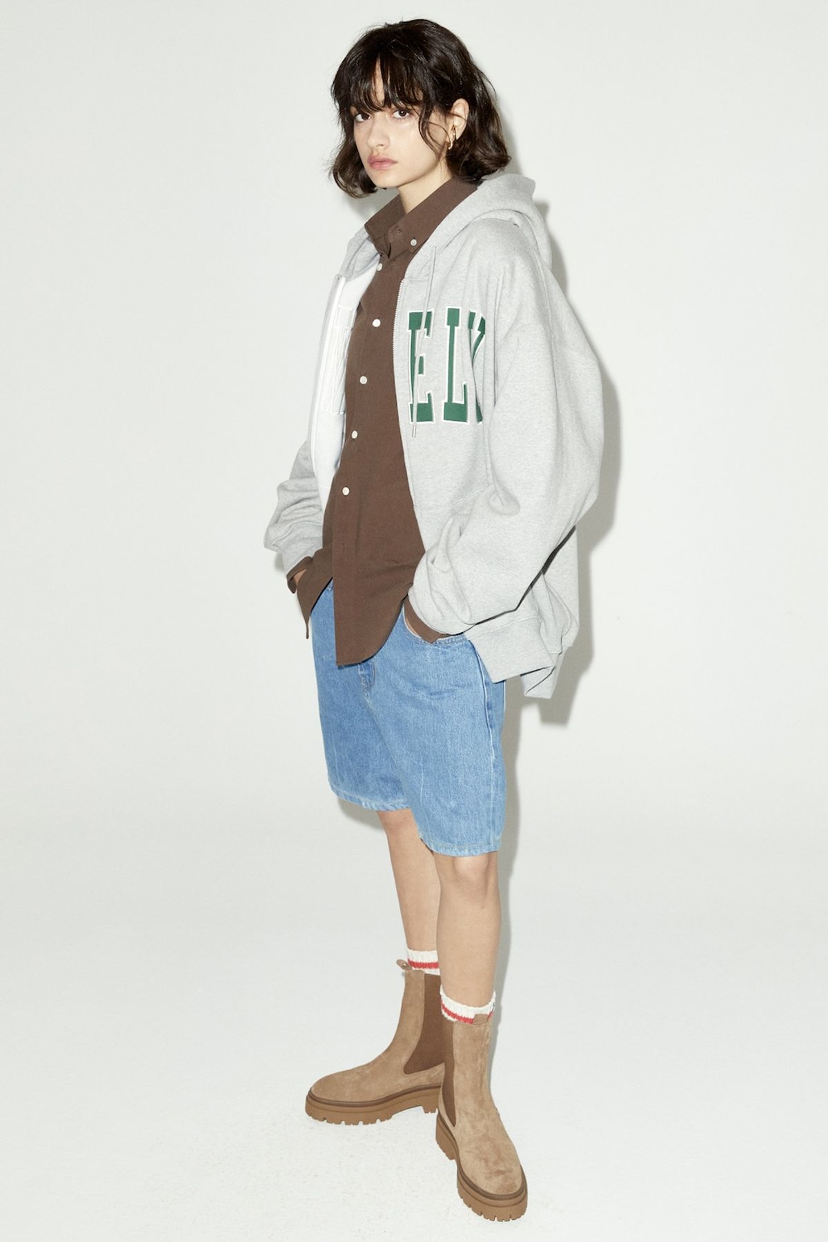 노앙(NOHANT) LONELY/LOVELY FLUFF HOODIE ZIP-UP GRAY