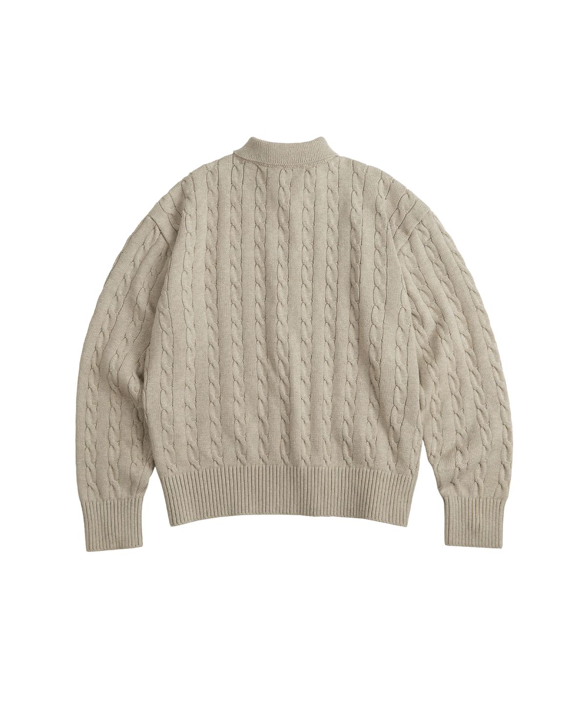 세컨모놀로그(SECONDMONO) Heavyweight Cable Half Zip Knit [OATMEAL]_COOSKT042OATMEAL