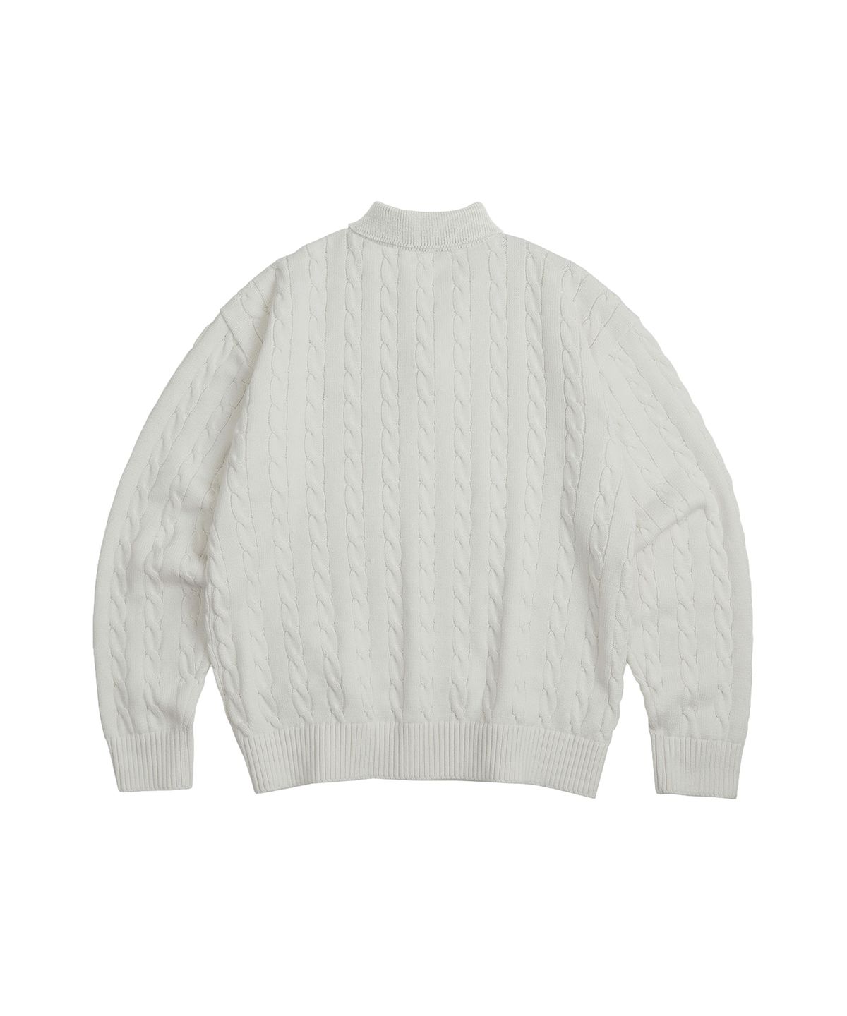 세컨모놀로그(SECONDMONO) Heavyweight Cable Half Zip Knit [IVORY]_COOSKT042IVORY