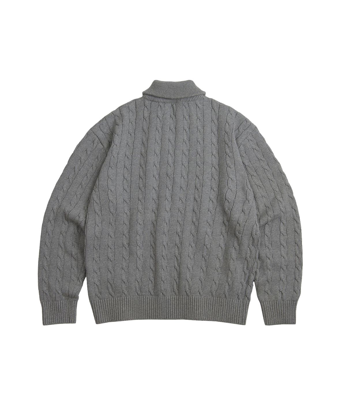 세컨모놀로그(SECONDMONO) Heavyweight Cable Half Zip Knit [GRAY]_COOSKT042GRAY