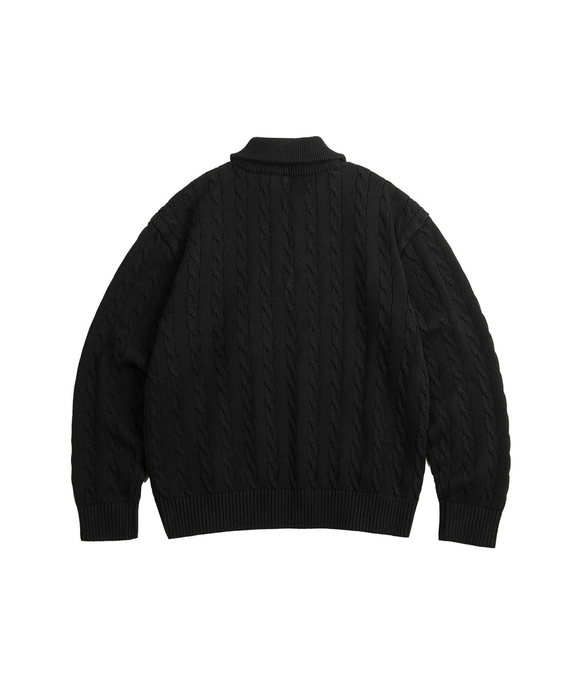 세컨모놀로그(SECONDMONO) Heavyweight Cable Half Zip Knit [BLACK]_COOSKT042BLACK