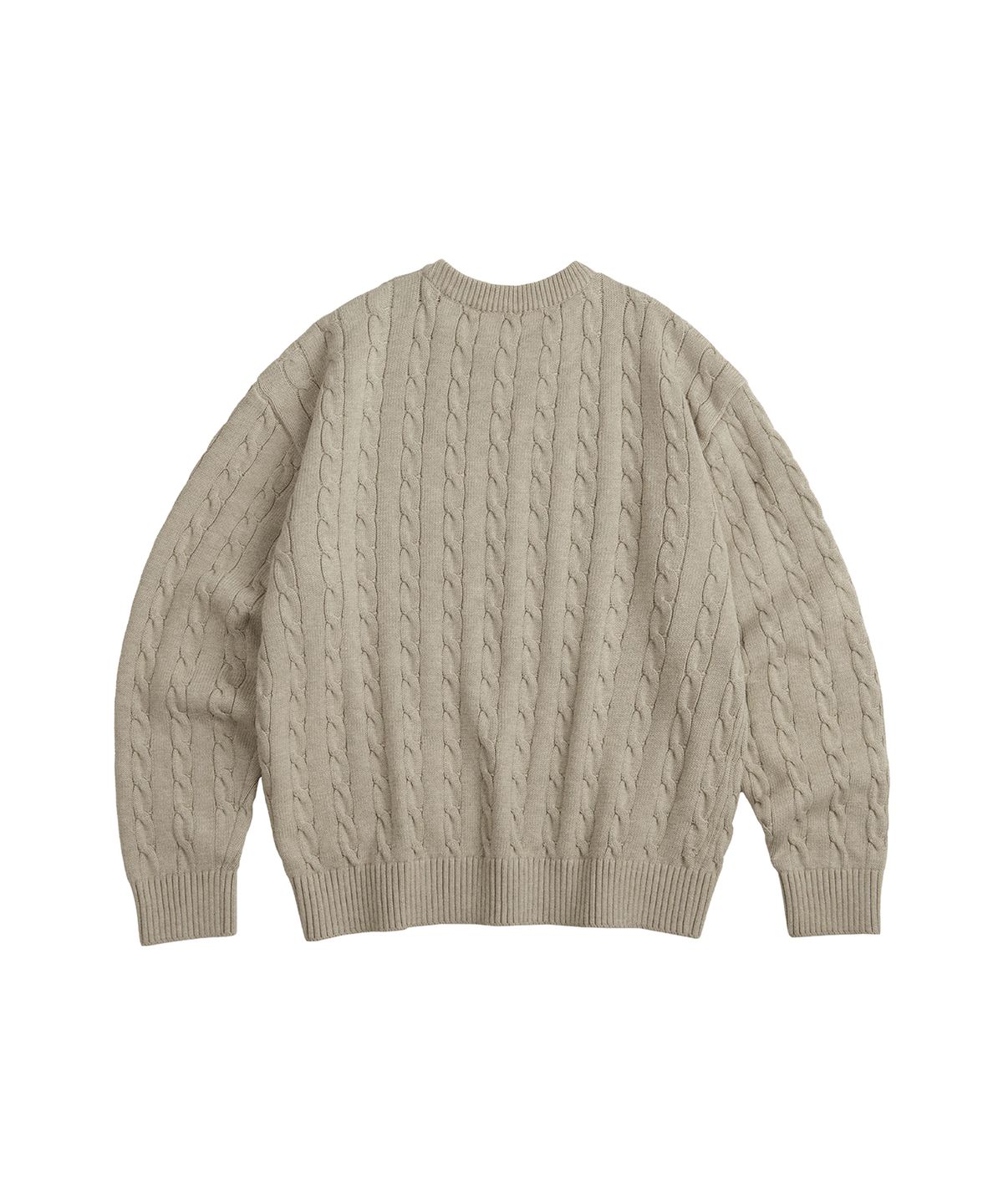 세컨모놀로그(SECONDMONO) Heavyweight Cable Crew Neck Knit [OATMEAL]_COOSKT040OATMEAL