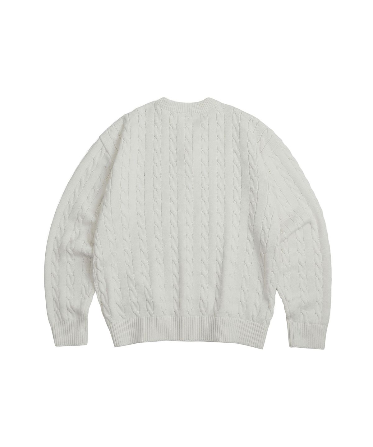 세컨모놀로그(SECONDMONO) Heavyweight Cable Crew Neck Knit [IVORY]_COOSKT040IVORY