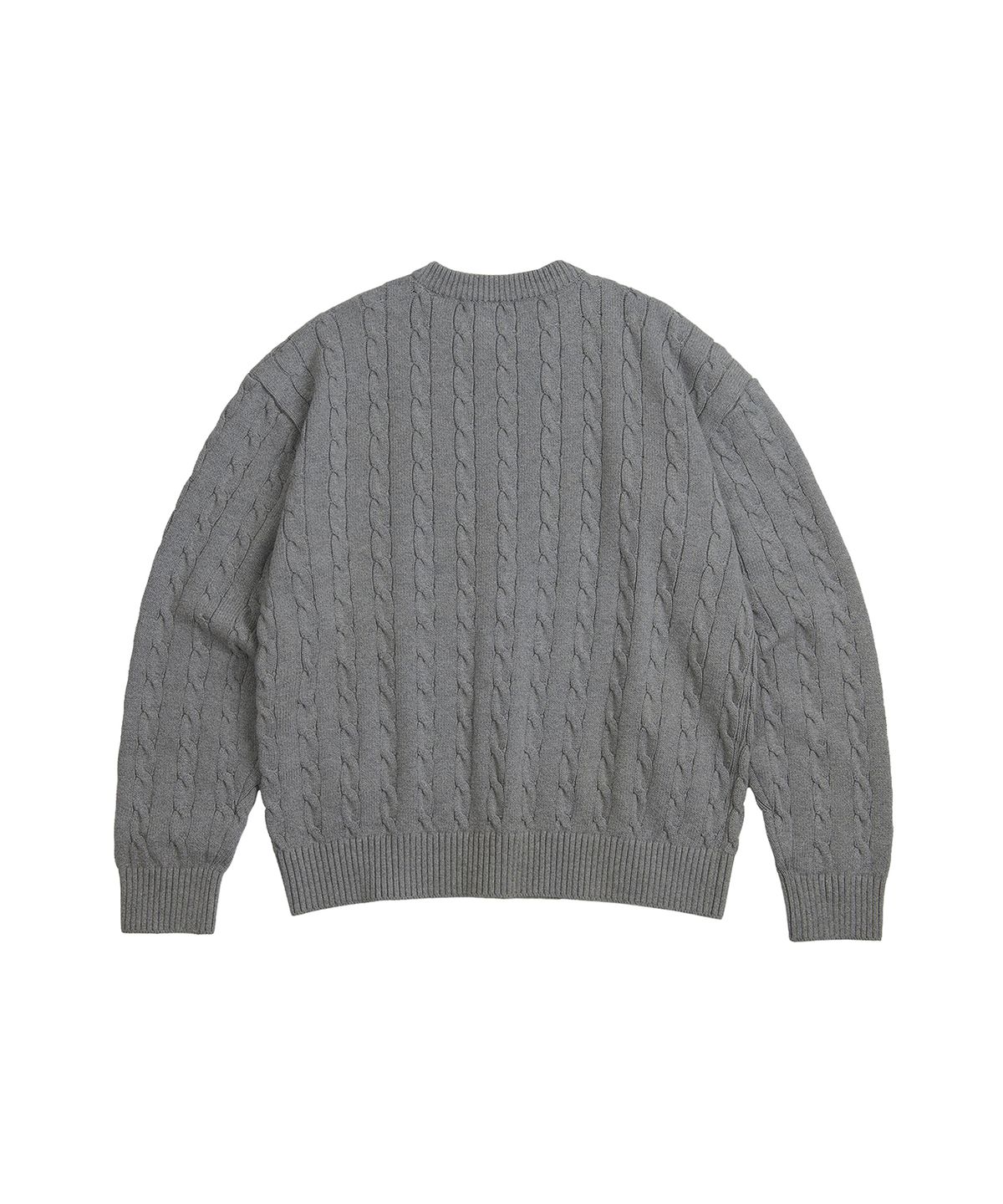 세컨모놀로그(SECONDMONO) Heavyweight Cable Crew Neck Knit [GRAY]_COOSKT040GRAY