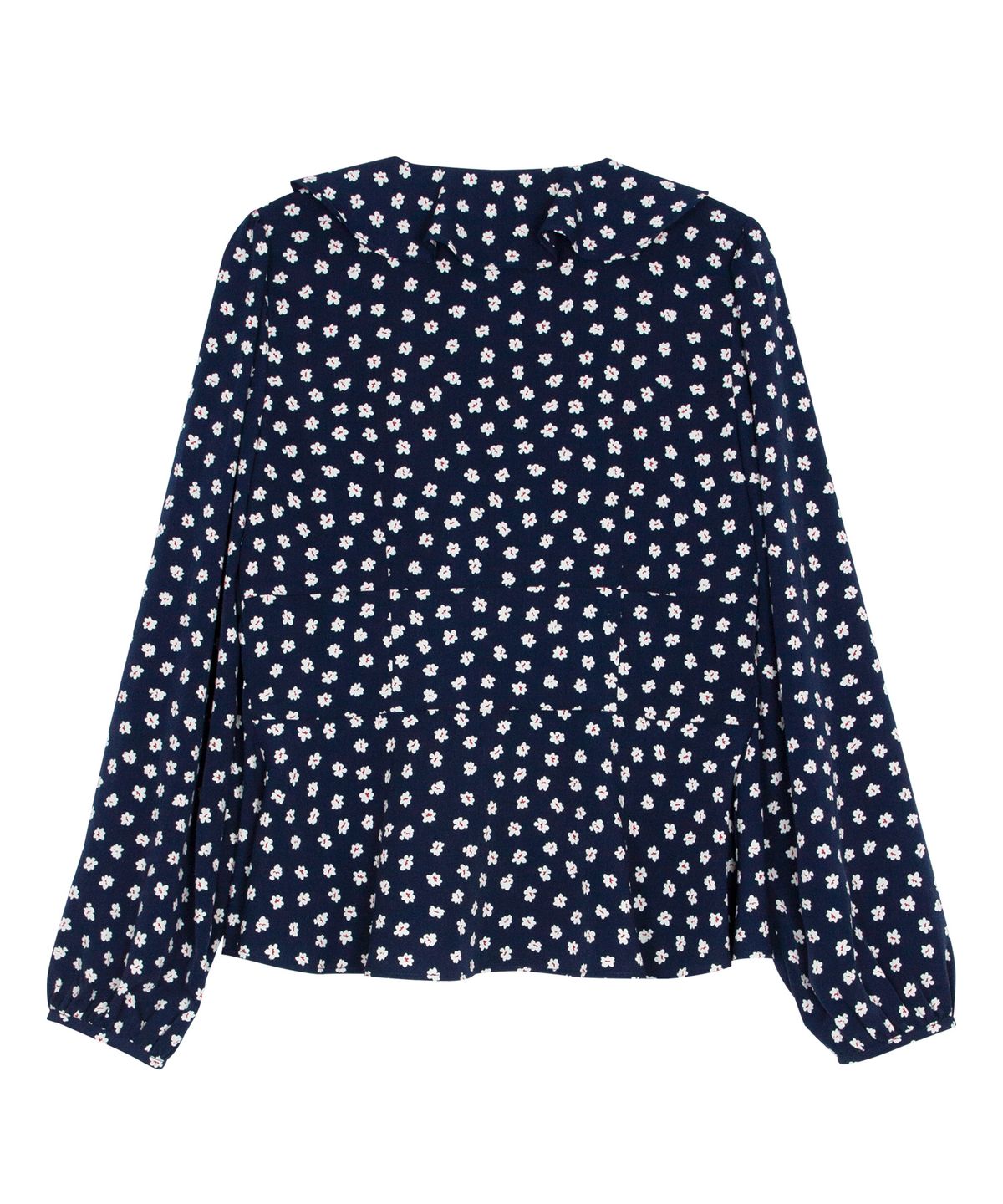 살롱 드 욘(SALON DE YOHN) Puff Shoulder Ruffle Blouse_Navy
