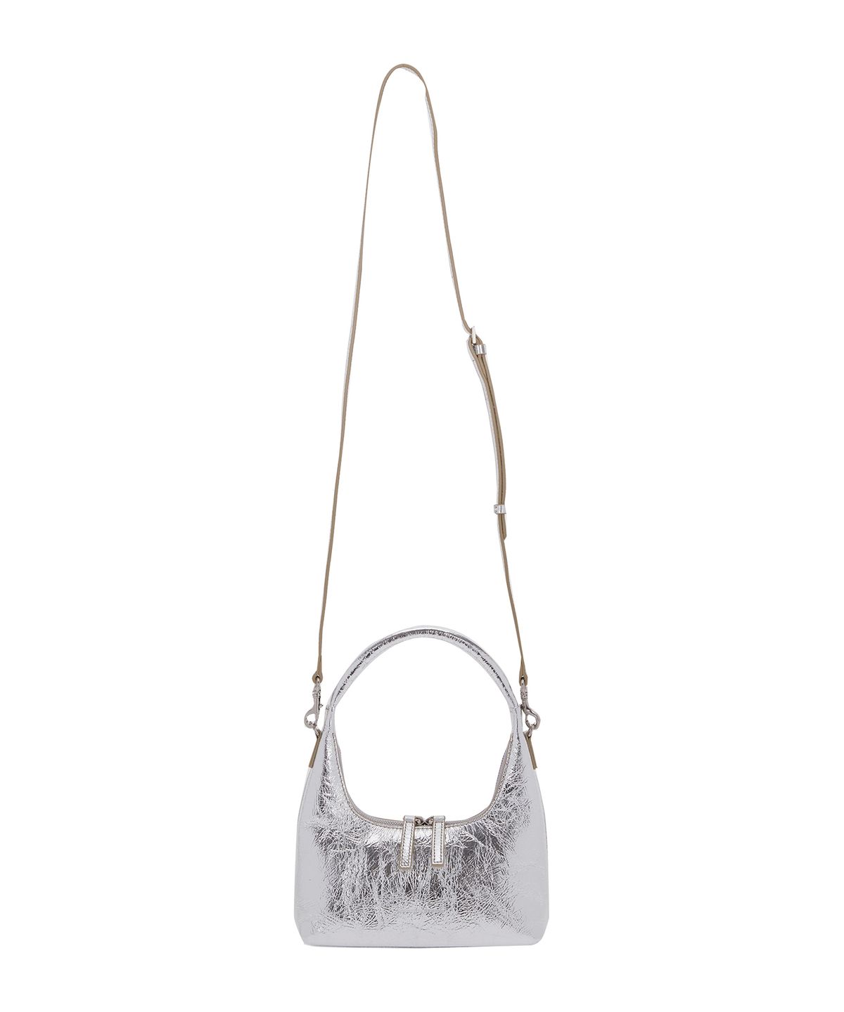 마지셔우드(MARGESHERWOOD) HOBO MINI+STRAP_silver crinkle