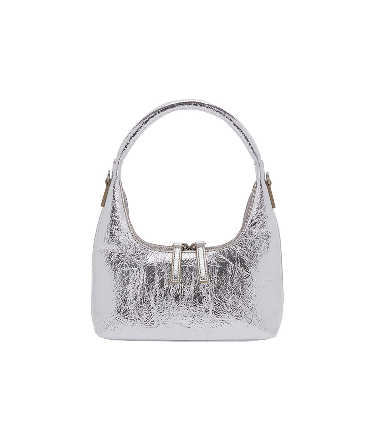 마지셔우드(MARGESHERWOOD) HOBO MINI+STRAP_silver crinkle