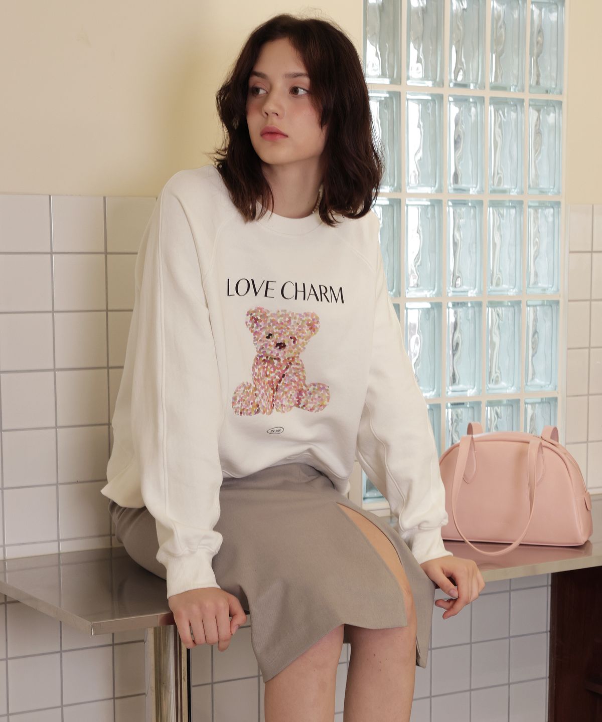 러브참(LOVECHARM) [에피 도트 베어 맨투맨] EFFY DOTE Bear MTM