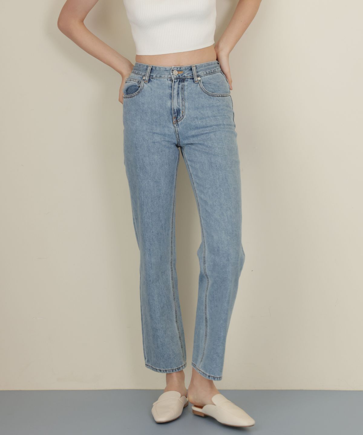 러브참(LOVECHARM) [다비 와이드 데님 팬츠_라이트 블루] Darby Wide Denim Pants_LB