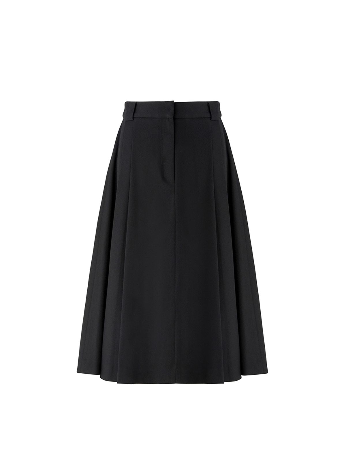 비뮤즈맨션(BEMUSE MANSION) Side pleated midi skirt - Black