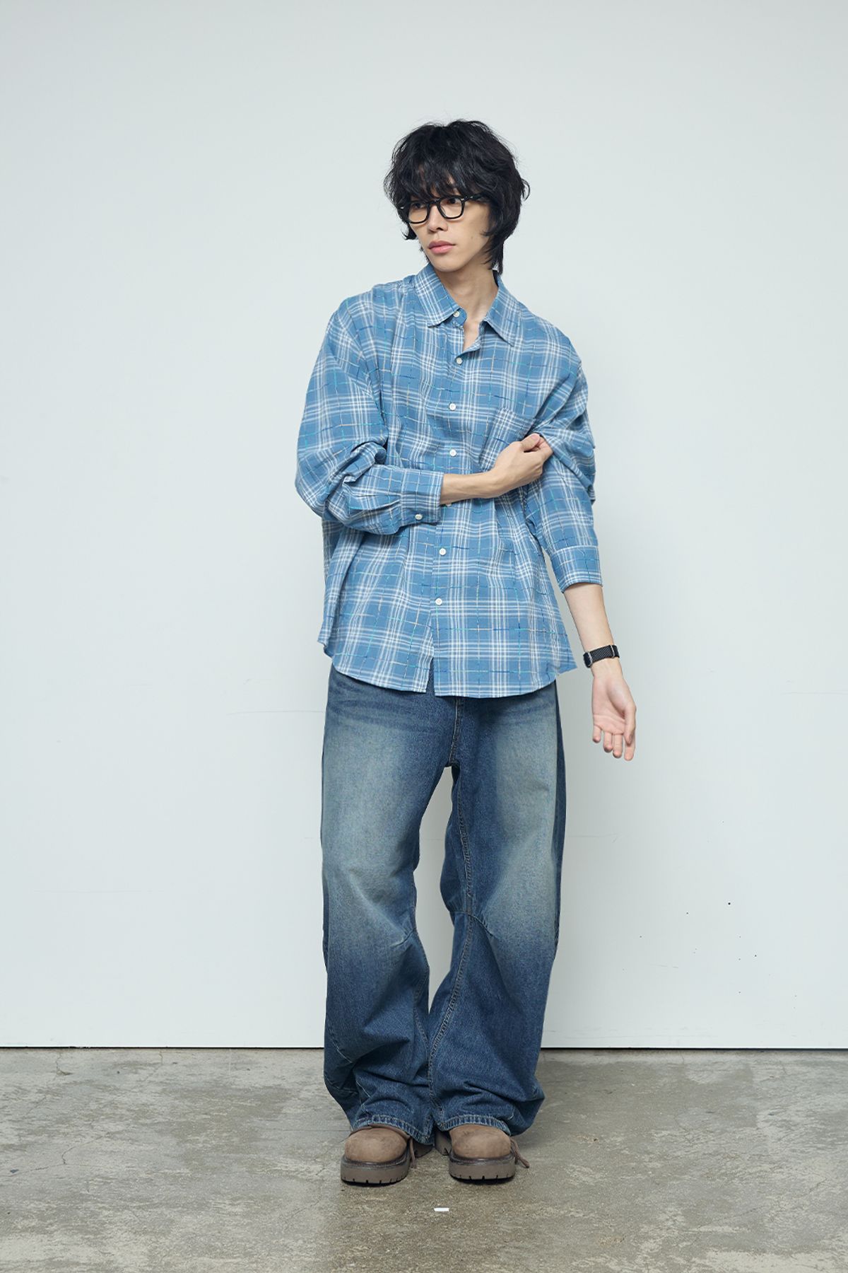 발루트(BALLUTE) ALL WEATHER OVER SILHOUETTE SHIRTS (BLUE CHECK)