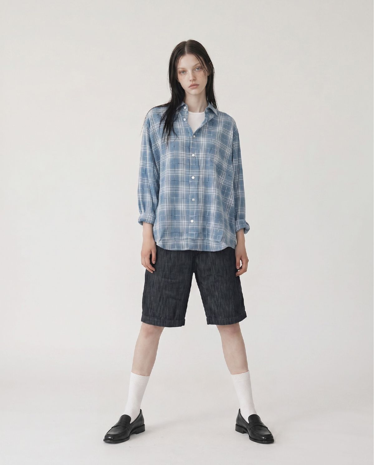 발루트(BALLUTE) ALL WEATHER OVER SILHOUETTE SHIRTS (BLUE CHECK)