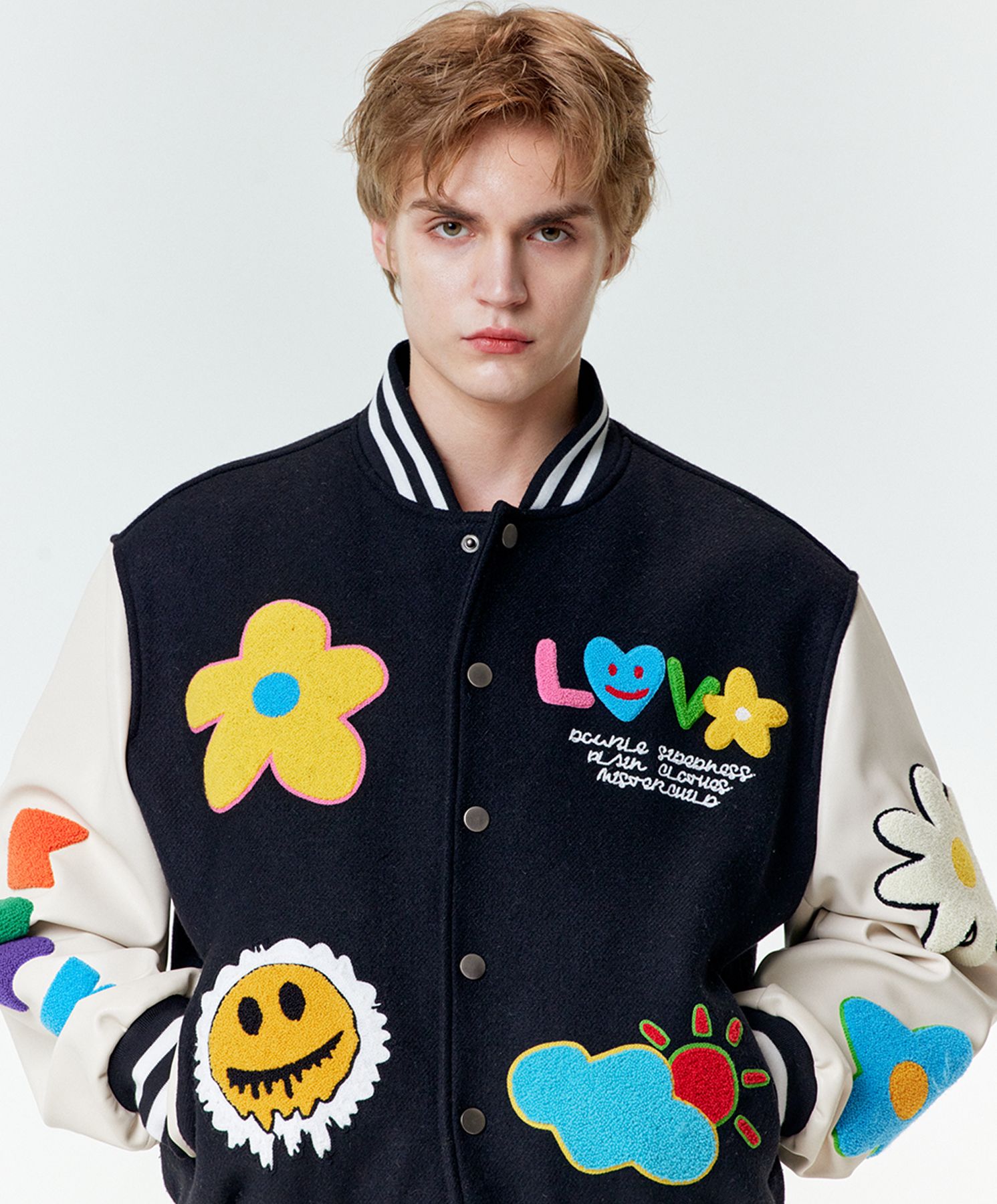 MUSINSA公式 | MISTER CHILD multi-logo varsity jacket