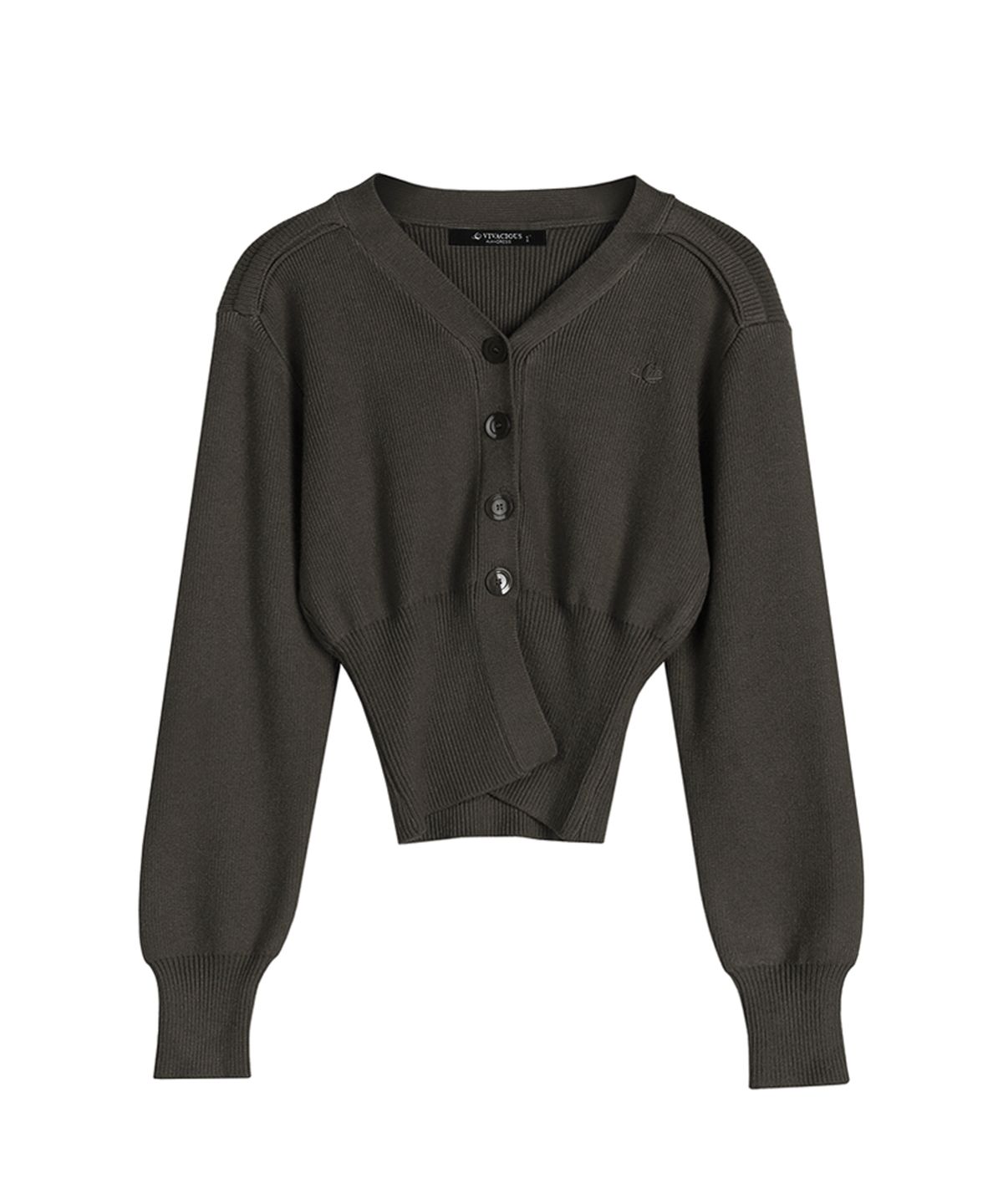 어반드레스(AVANDRESS) Balloon Ribbed Cardigan BLACK