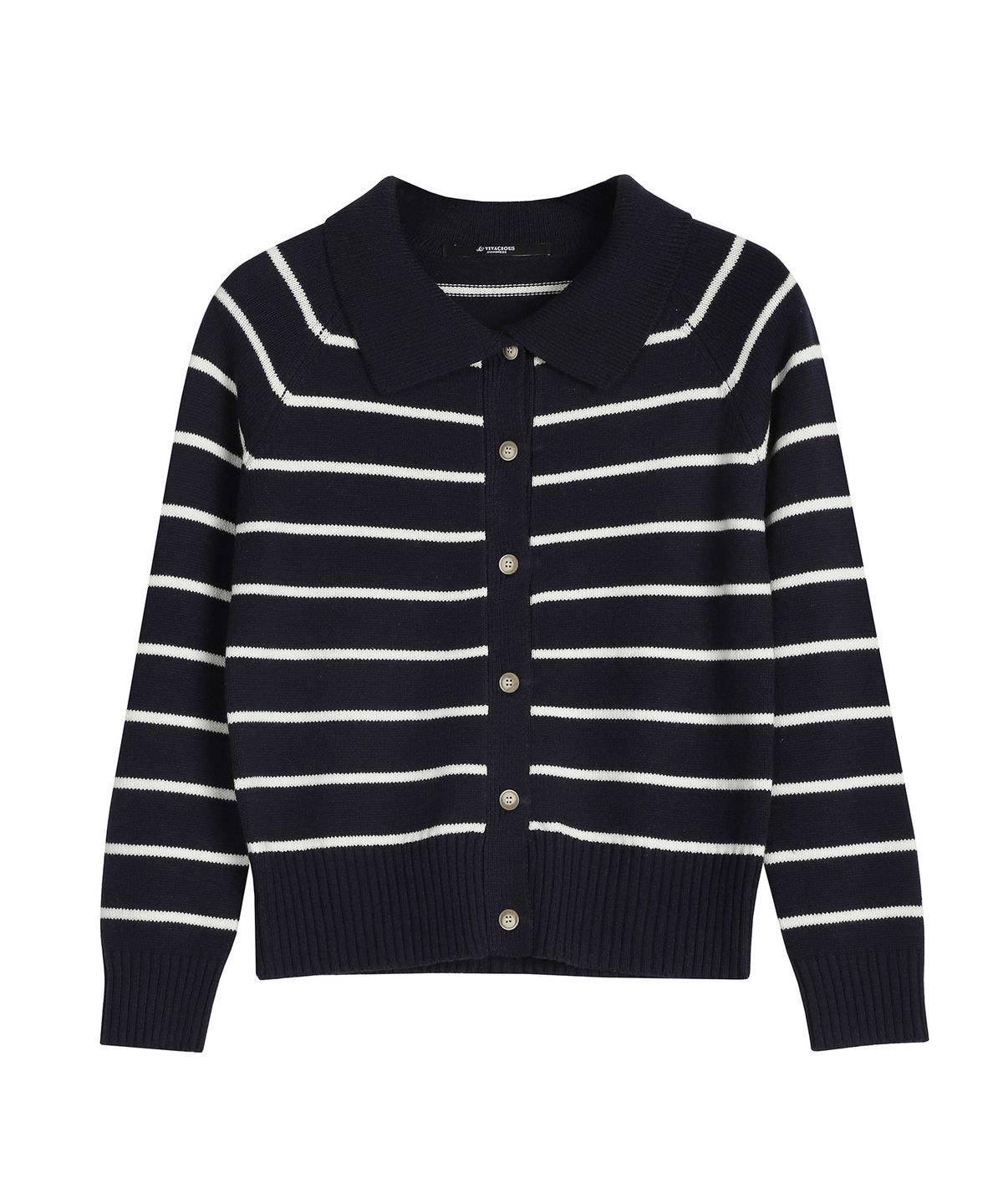 어반드레스(AVANDRESS) Striped Collar Knit Cardigan IVORY