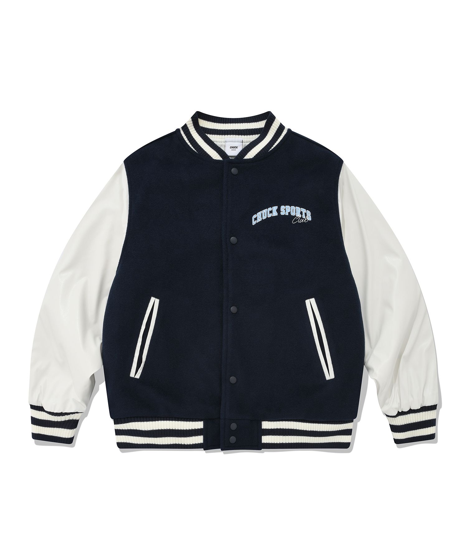 MUSINSA | CHUCK Sports Club Varsity Jacket (Navy)