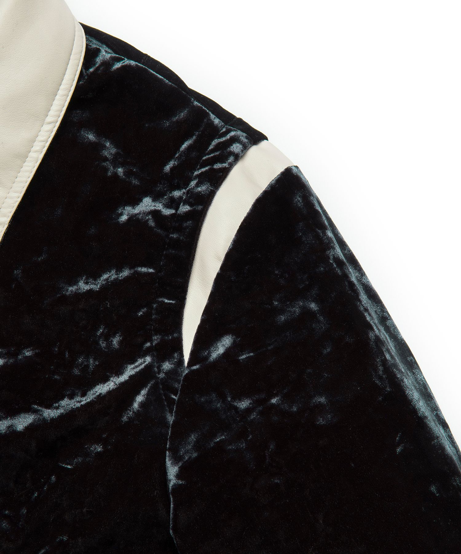 MUSINSA | FALLETT Leather Point Velvet Varsity Jacket Velvet