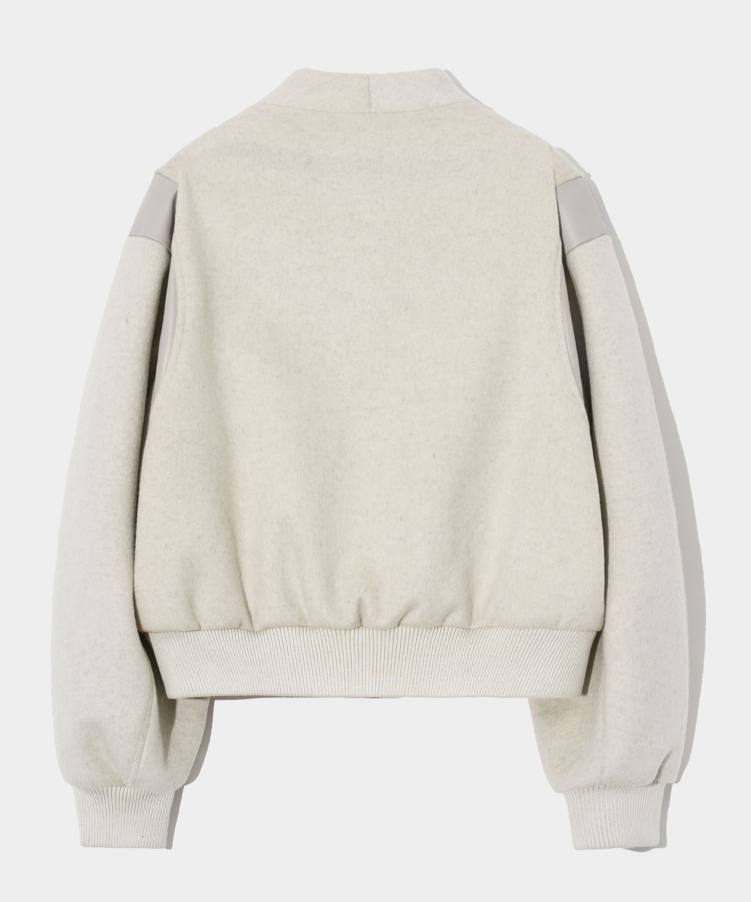 MUSINSA | SATUR Percy Collarless Varsity Jacket Pure Ivory