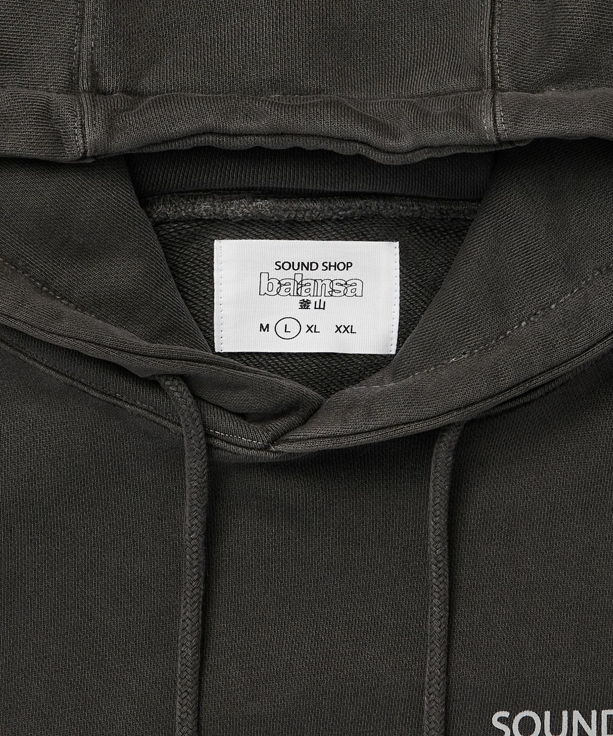발란사(BALANSA) SSB LOGO GARMENT DYEING HOODIE(BLACK)