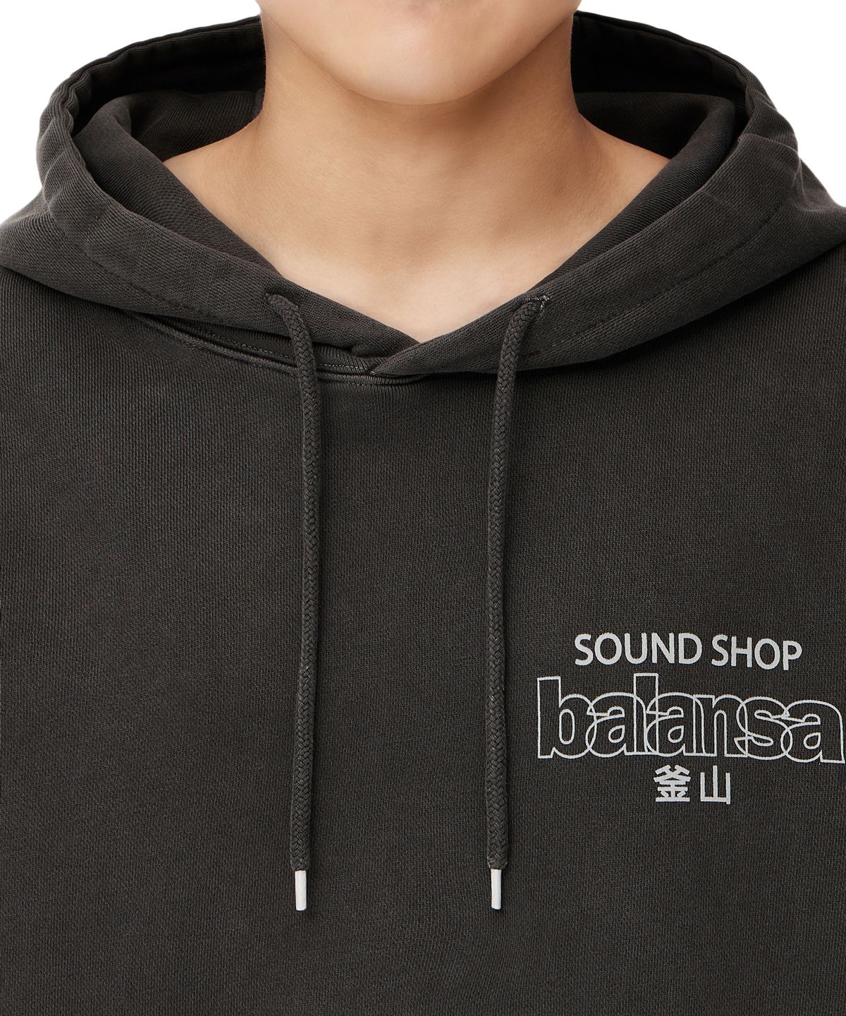 발란사(BALANSA) SSB LOGO GARMENT DYEING HOODIE(BLACK)