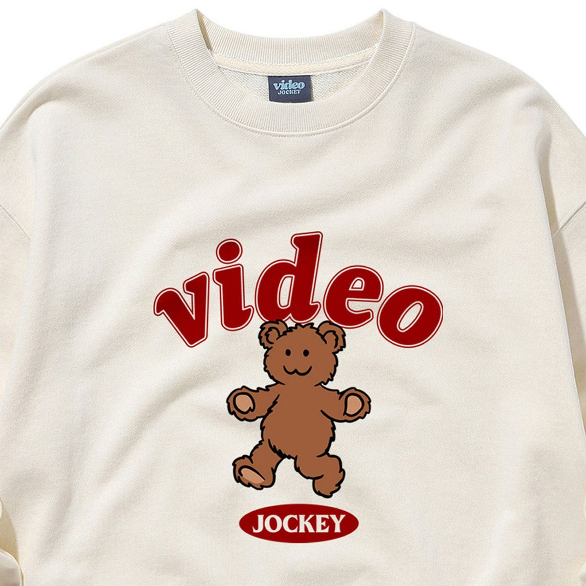 비디오자키(VIDEO JOCKEY) 도리도리 곰도리 스웨트셔츠 [크림]