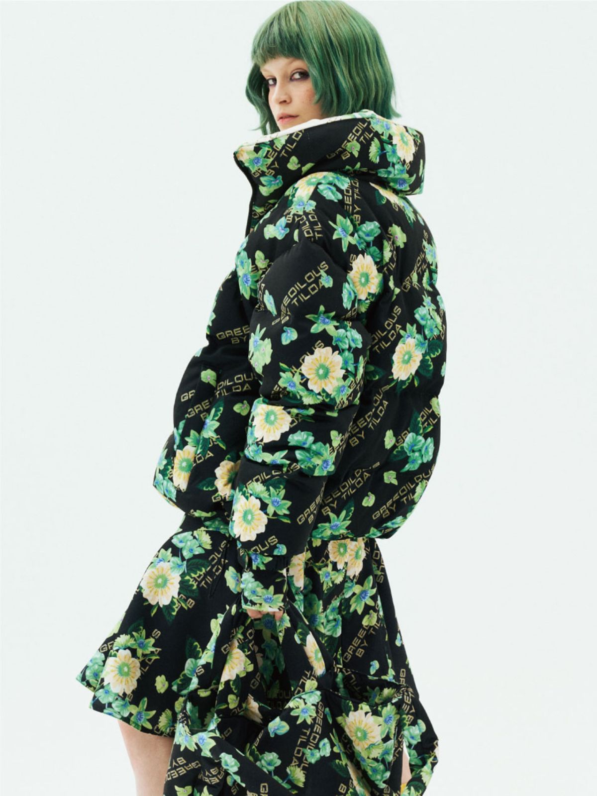 그리디어스(GREEDILOUS) Floral Oversized Puffer Jacket