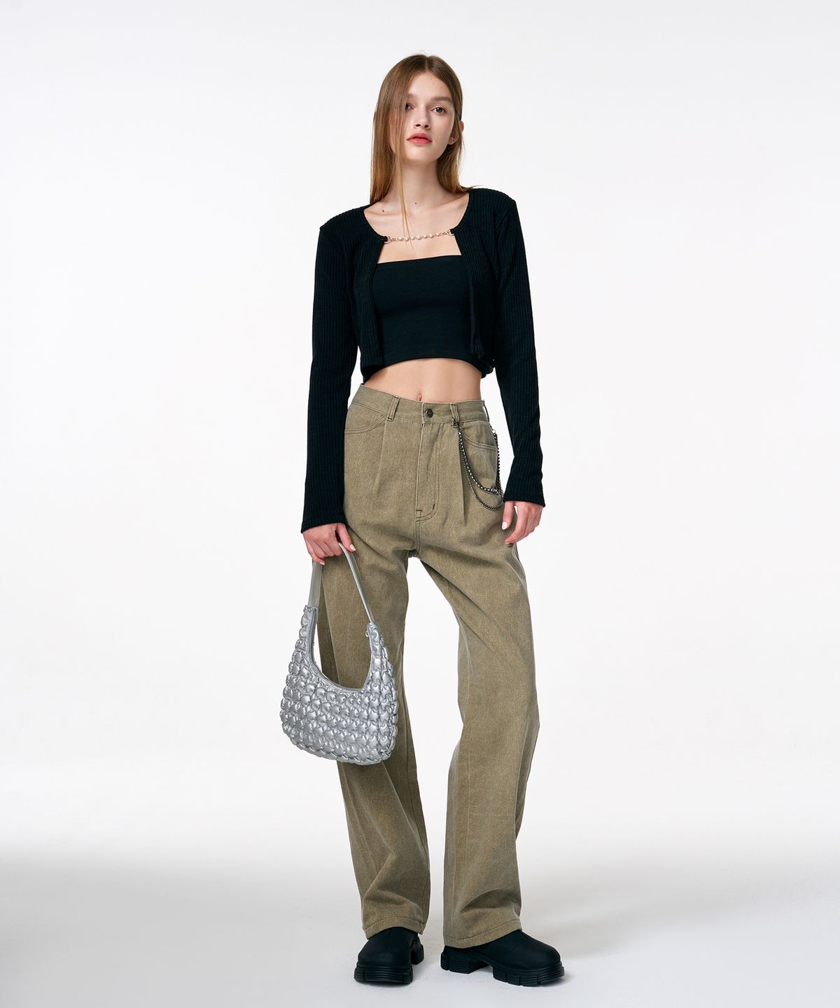 에트몽(ETMON) Pigment Pintuck Denim Pants  Khaki