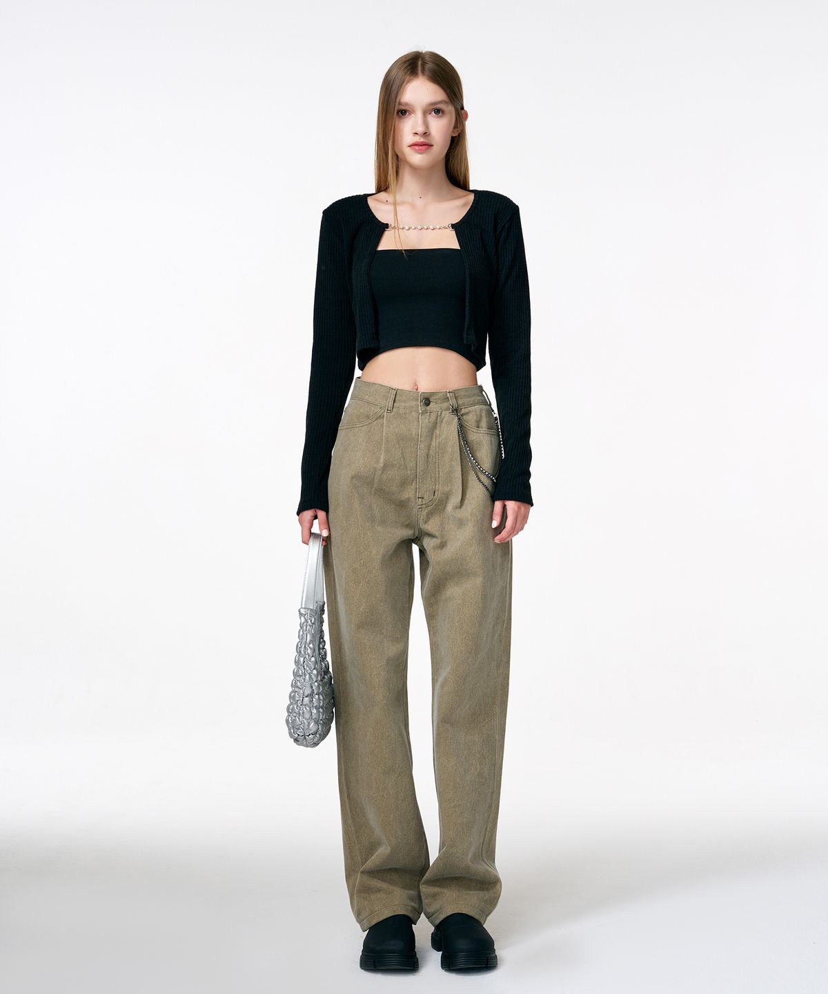에트몽(ETMON) Pigment Pintuck Denim Pants  Khaki