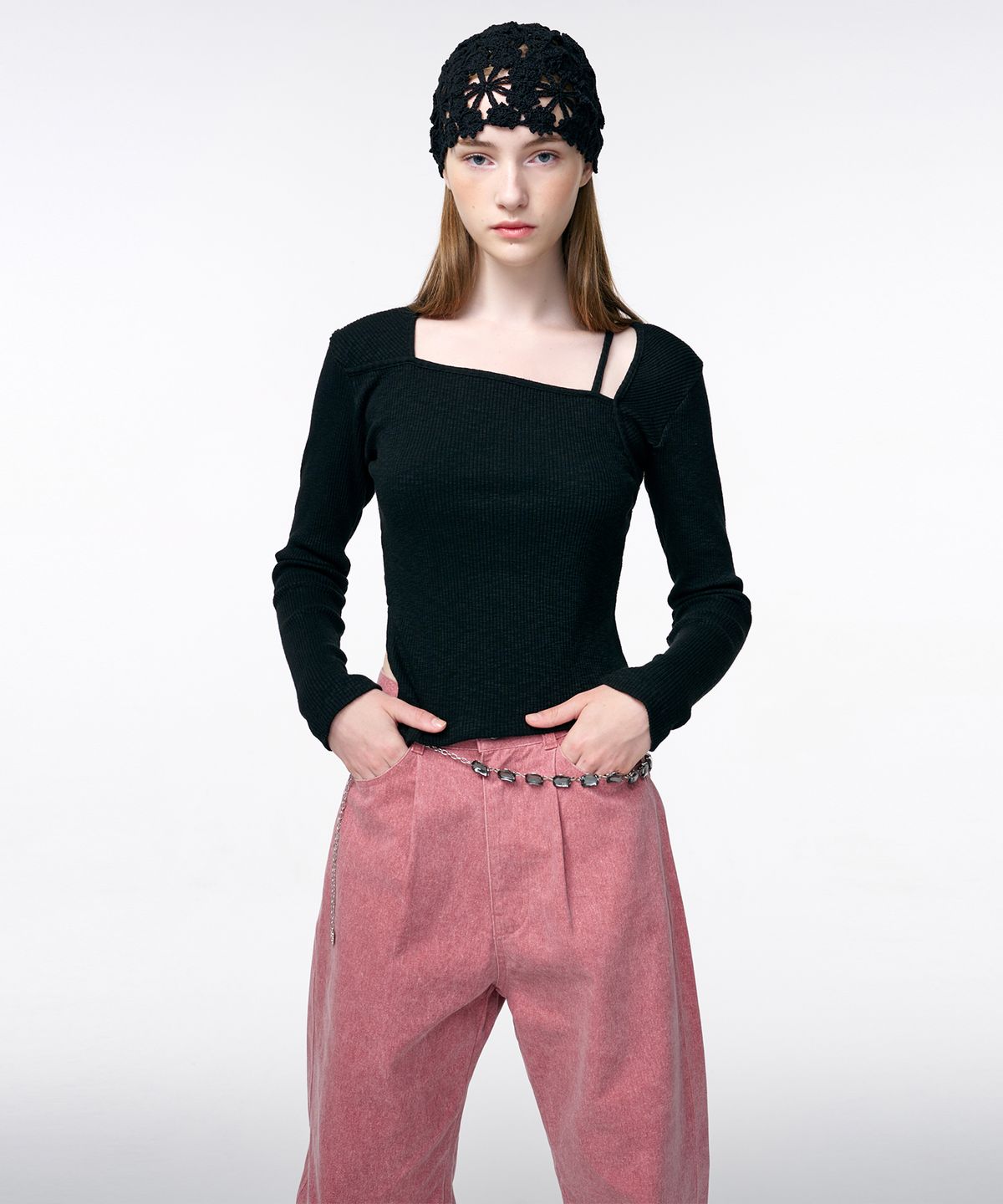에트몽(ETMON) Pigment Pintuck Denim Pants  Pink