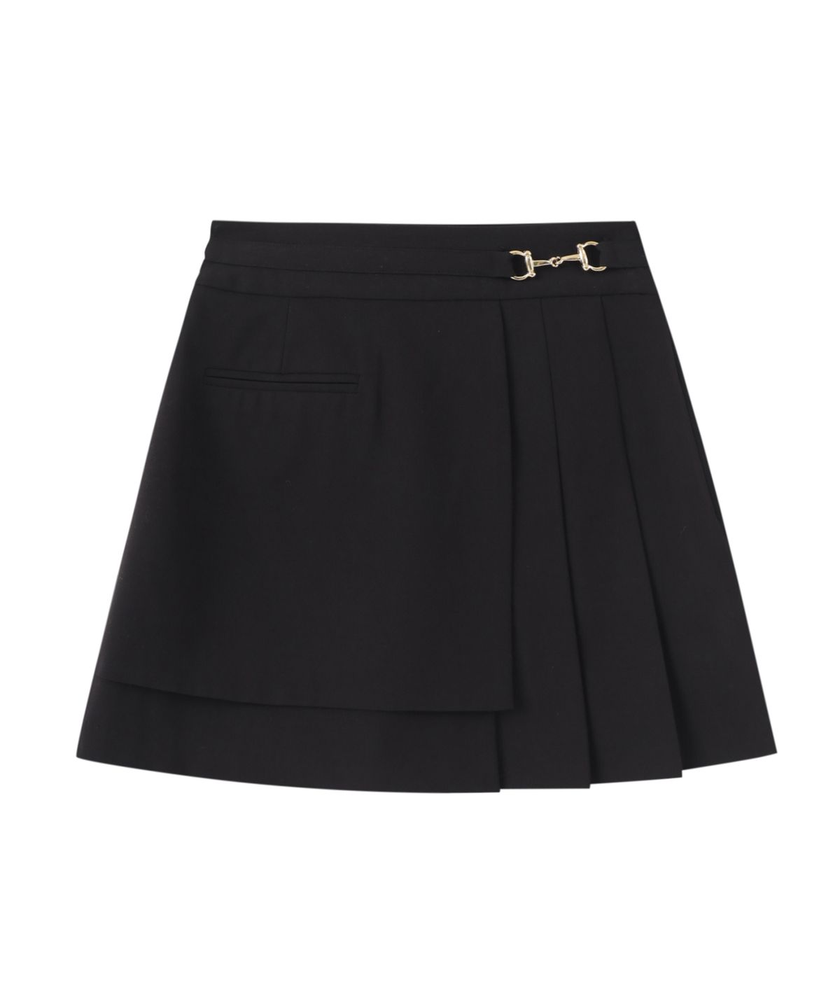 에트몽(ETMON) Pleats Chain Mini Skirt  Black
