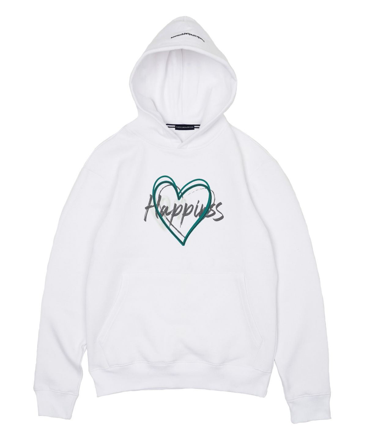 하드코어 해피니스(HARDCORE HAPPINESS) HAPPINESS HERT HOODIE_WHITE