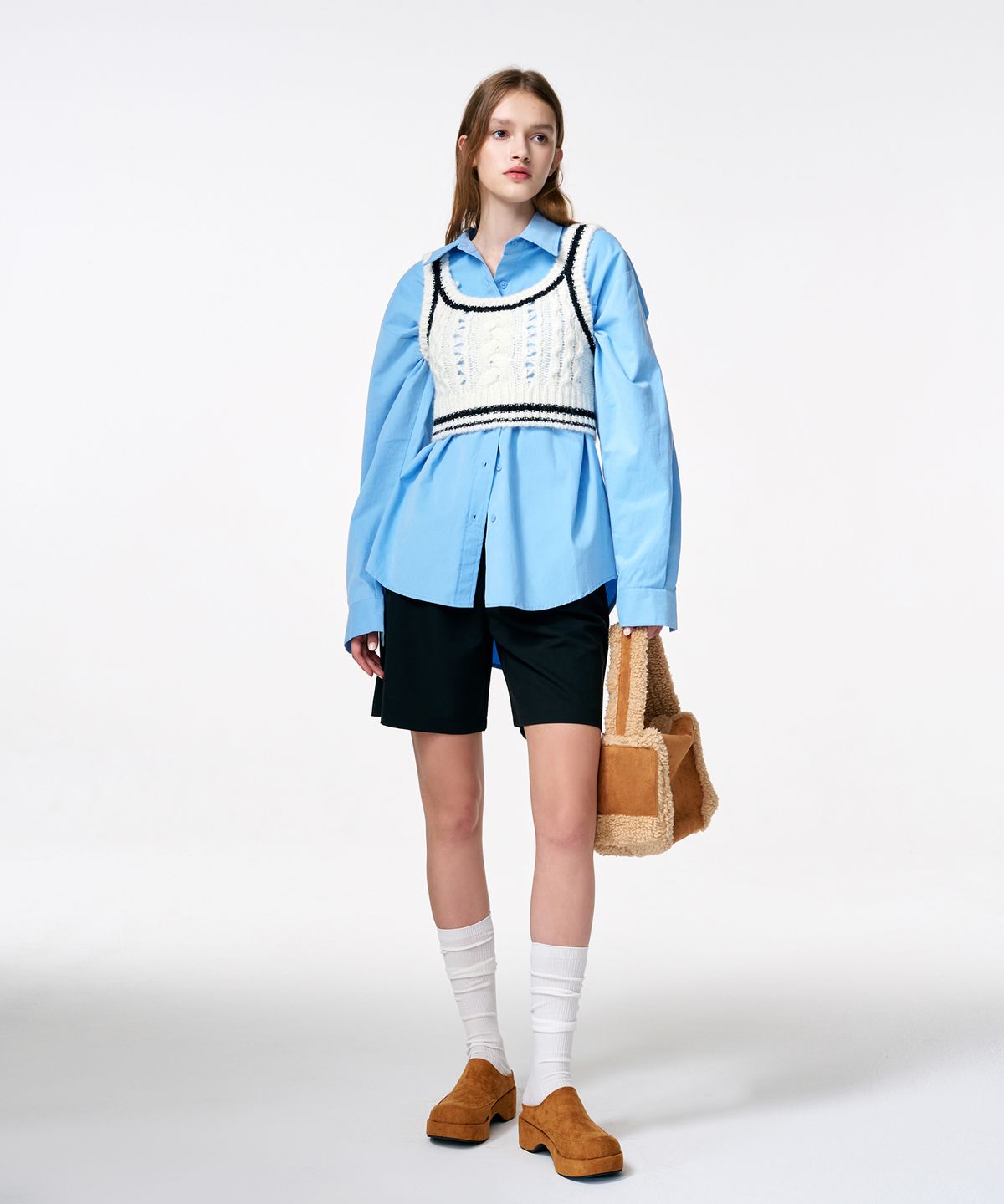 에트몽(ETMON) Cable Crop Knit Bustier  Ivory