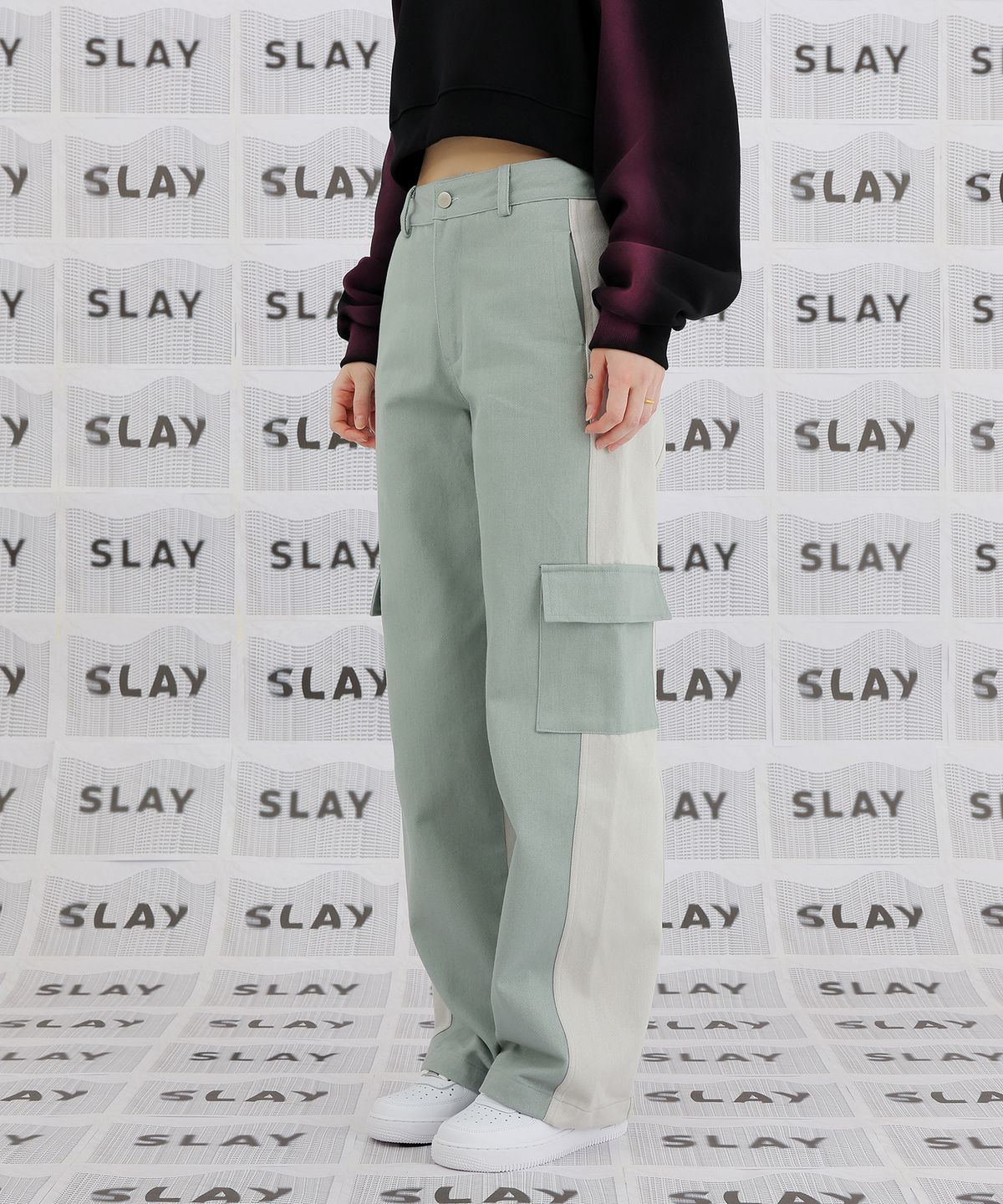 하이스쿨디스코(HIGH SCHOOL DISCO) DISCO DOUBLE WIDE CARGO PANTS_INDI KHAKI