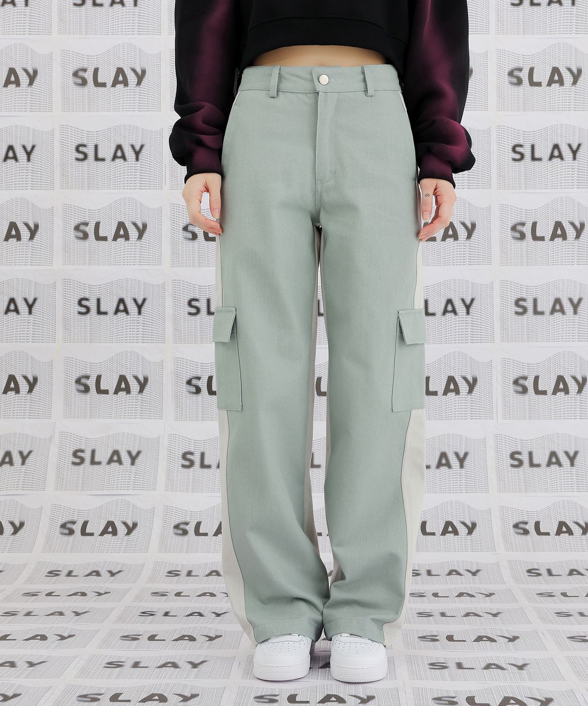 하이스쿨디스코(HIGH SCHOOL DISCO) DISCO DOUBLE WIDE CARGO PANTS_INDI KHAKI