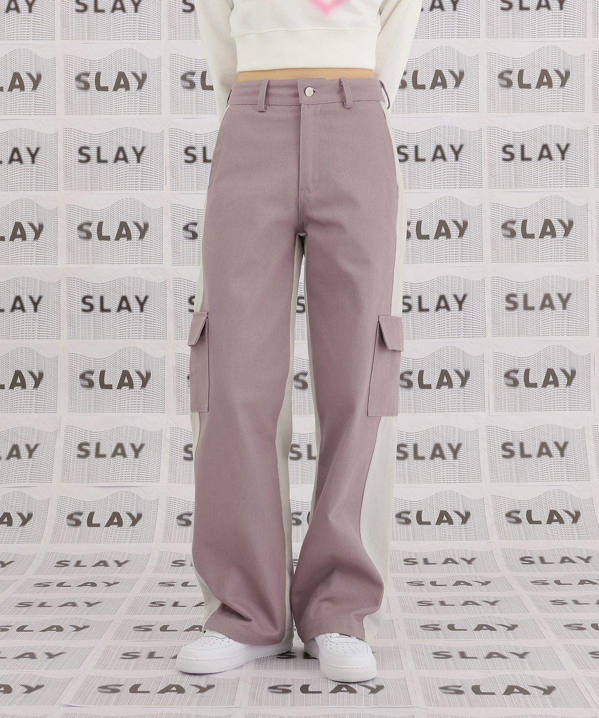 하이스쿨디스코(HIGH SCHOOL DISCO) DISCO DOUBLE WIDE CARGO PANTS_INDI PURPLE