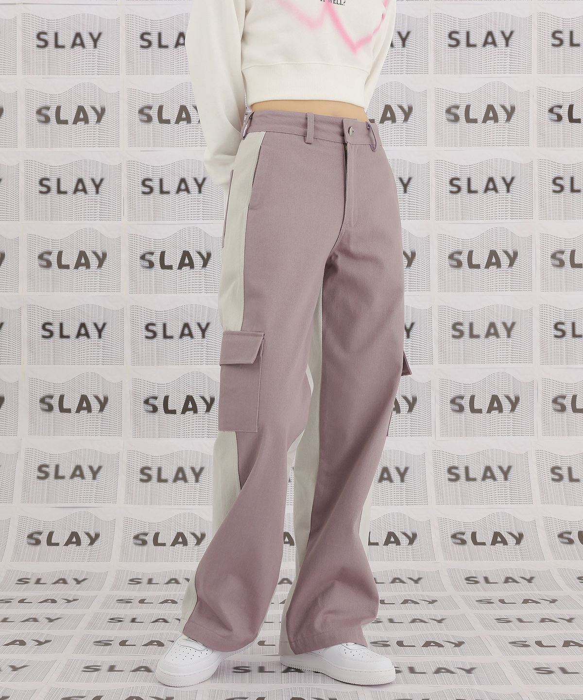 하이스쿨디스코(HIGH SCHOOL DISCO) DISCO DOUBLE WIDE CARGO PANTS_INDI PURPLE