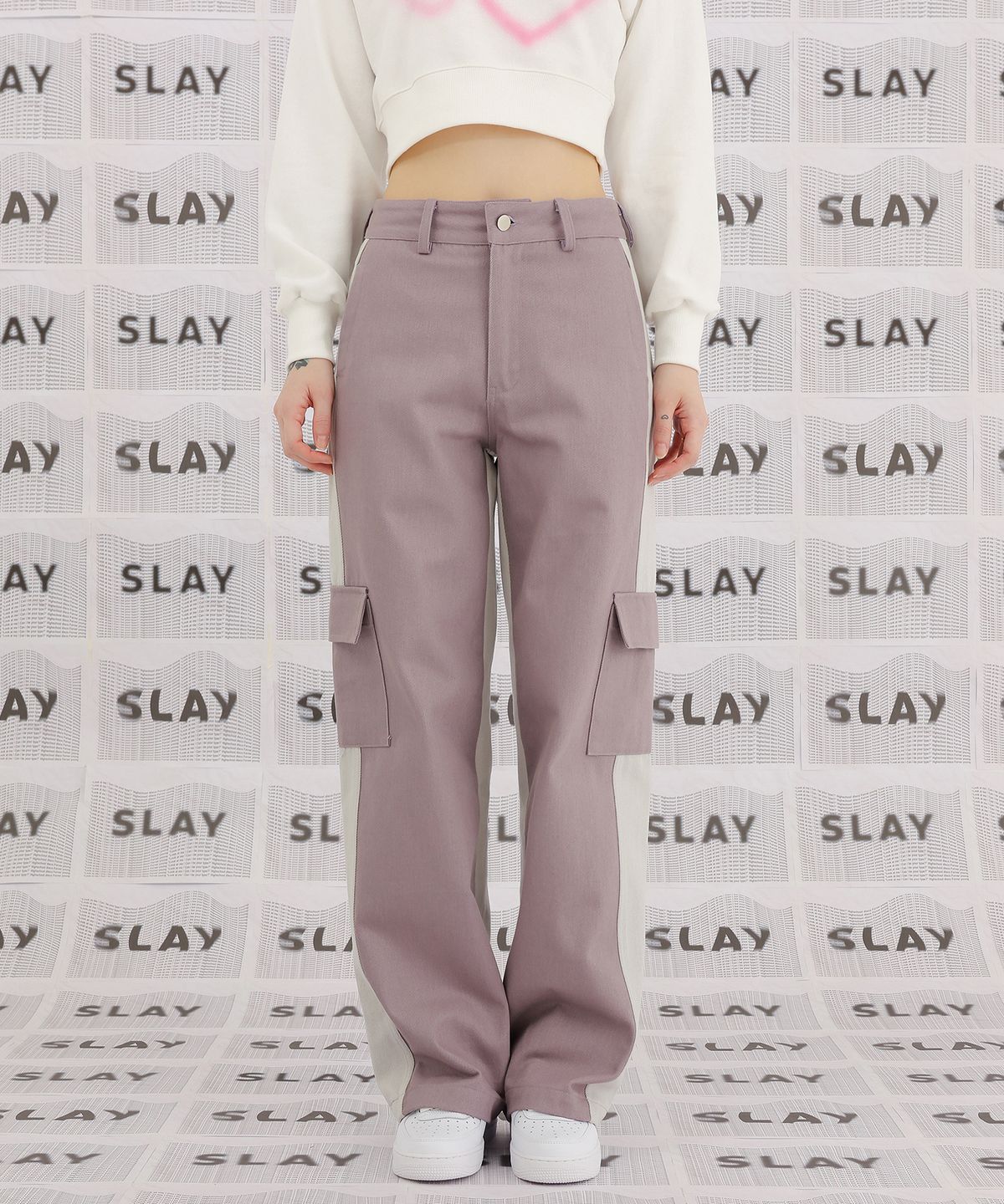 하이스쿨디스코(HIGH SCHOOL DISCO) DISCO DOUBLE WIDE CARGO PANTS_INDI PURPLE