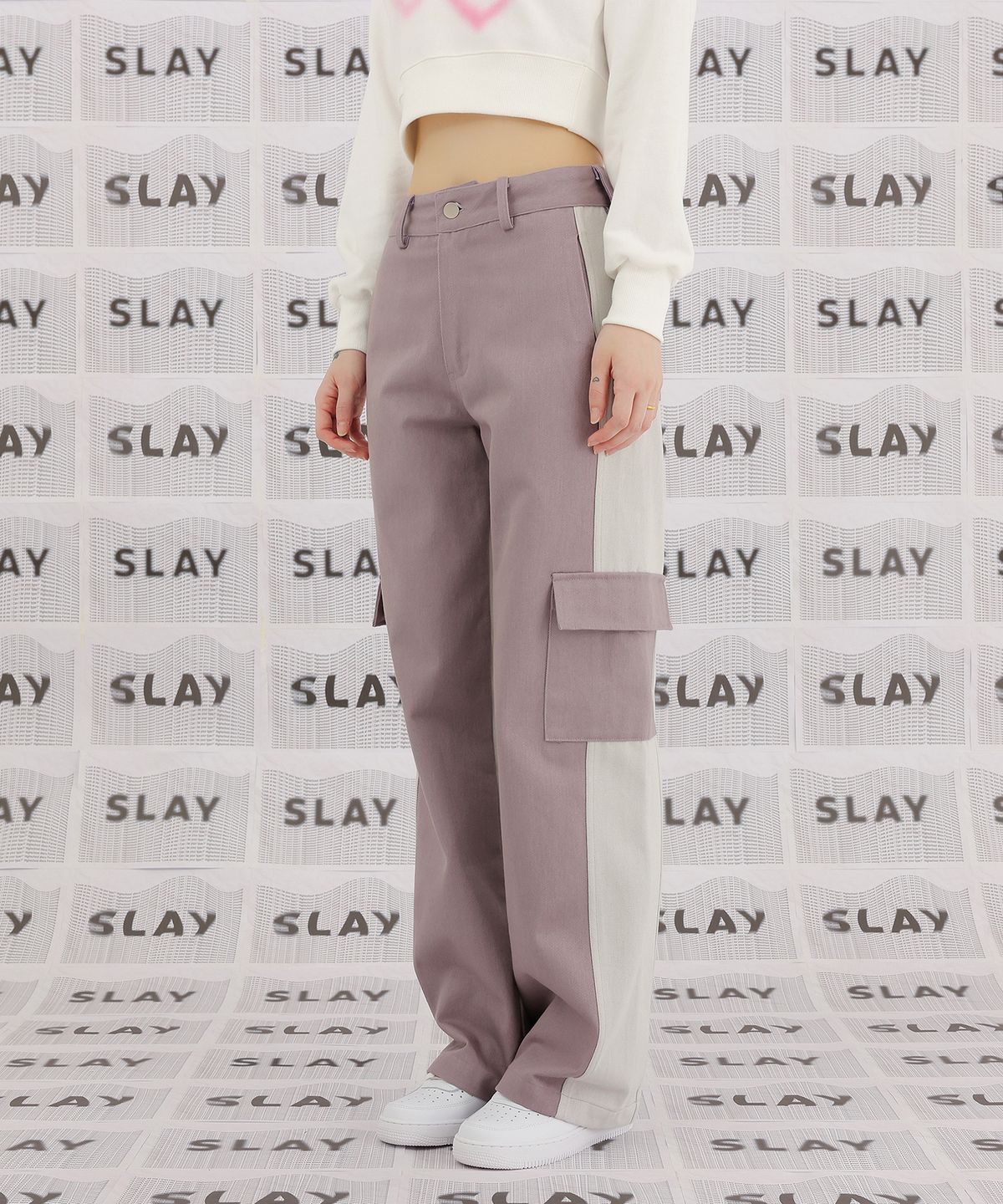 하이스쿨디스코(HIGH SCHOOL DISCO) DISCO DOUBLE WIDE CARGO PANTS_INDI PURPLE