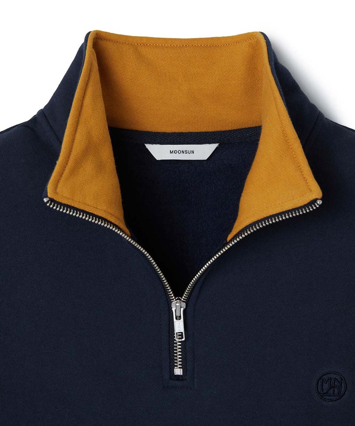 문선(MOONSUN) ESSENTIAL_UNISEX MSS Stripe Half Zip-up Sweatshirt [Mustard]