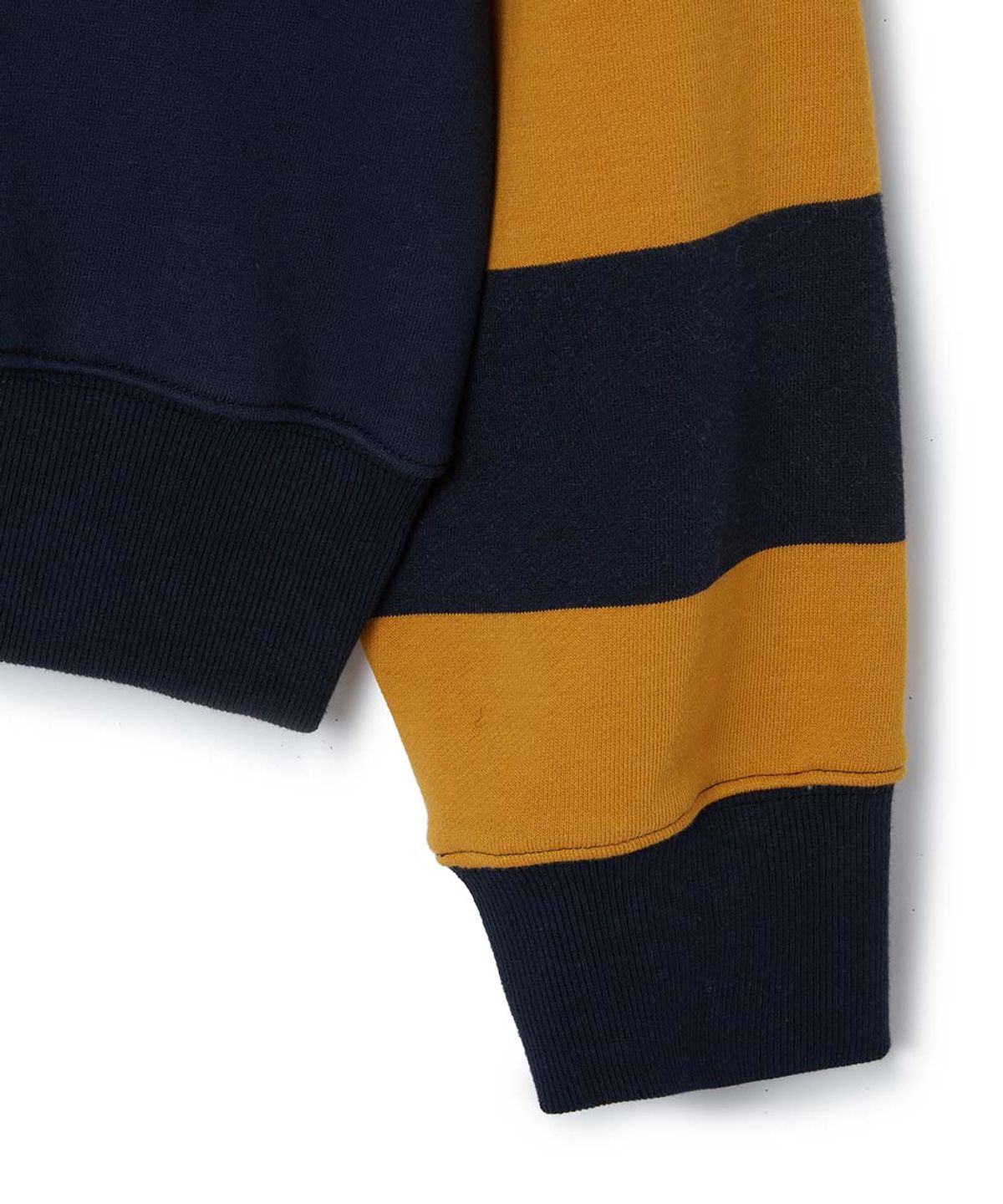 문선(MOONSUN) ESSENTIAL_UNISEX MSS Stripe Half Zip-up Sweatshirt [Mustard]