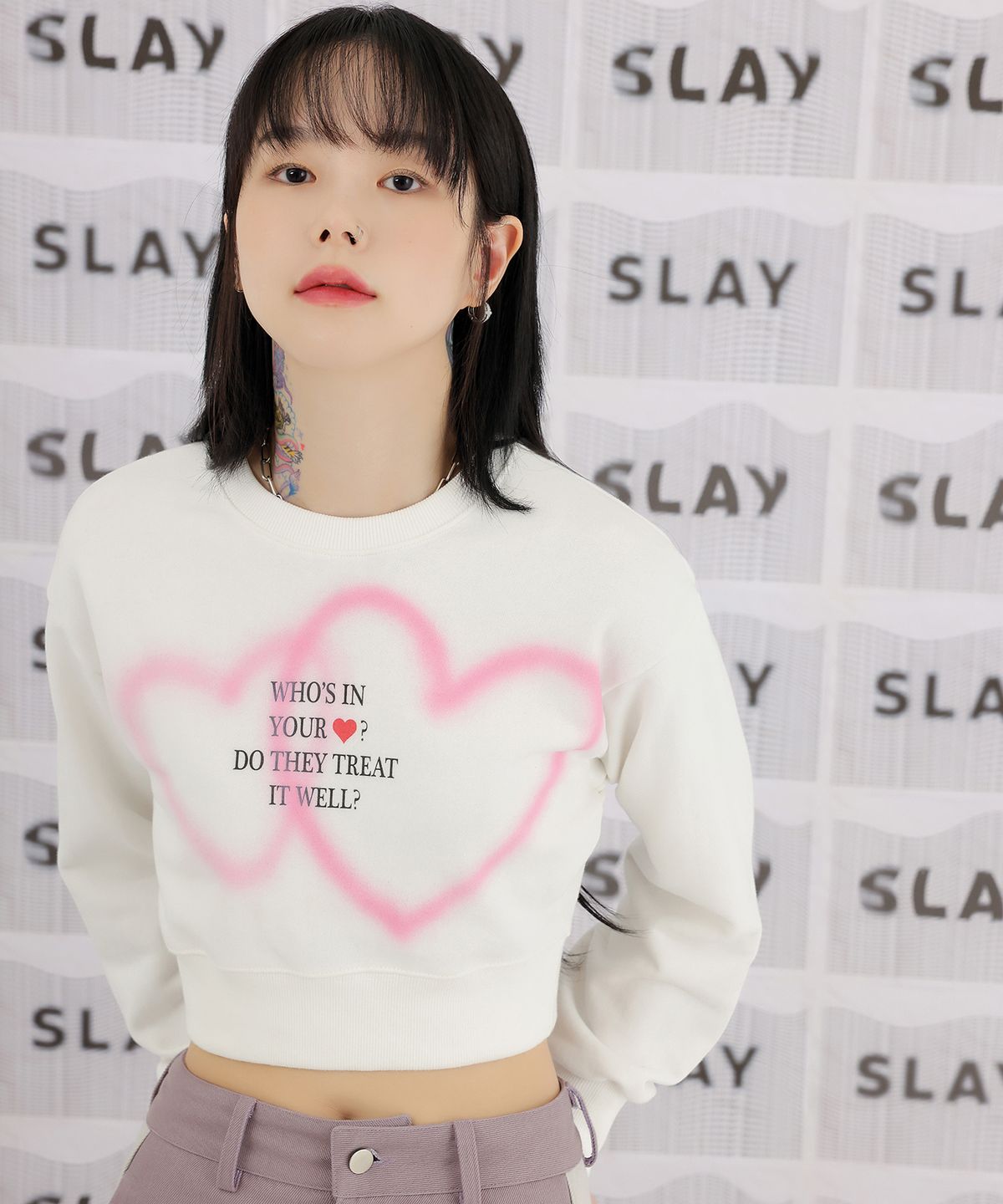 하이스쿨디스코(HIGH SCHOOL DISCO) DOUBLE HEART SPRAYED SWEATSHIRTS