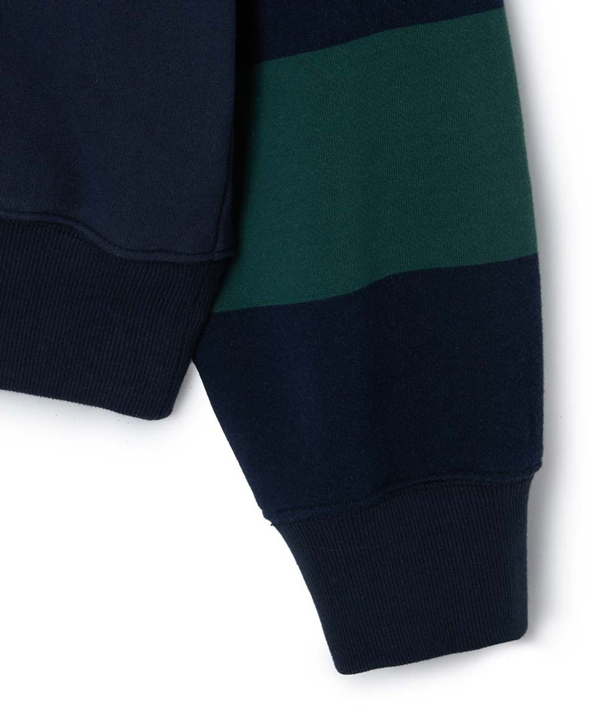 문선(MOONSUN) ESSENTIAL_UNISEX MSS Stripe Half Zip-up Sweatshirt [Dark Green]