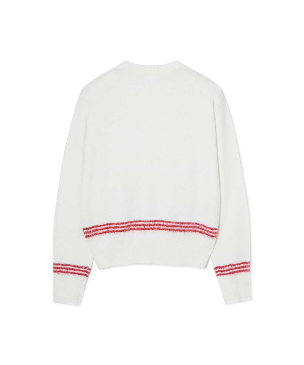 문선(MOONSUN) ESSENTIAL_UNISEX MSS Mohair Blend Stripe Knit [White Red]
