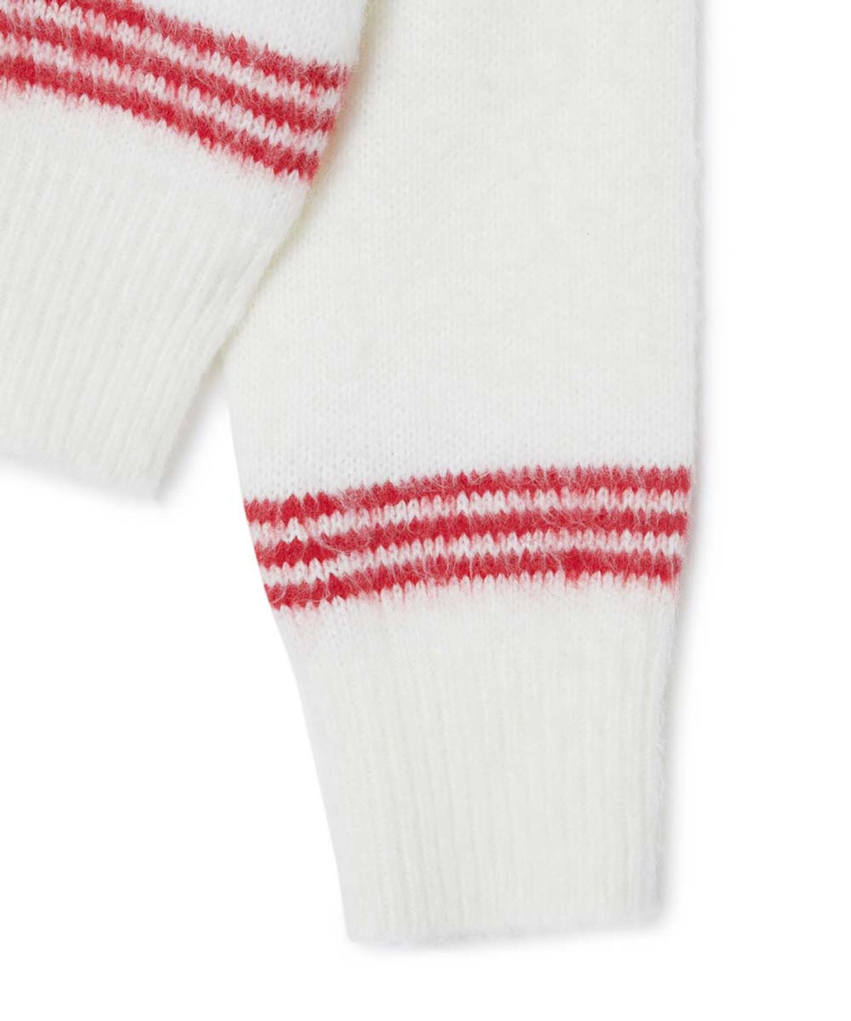 문선(MOONSUN) ESSENTIAL_UNISEX MSS Mohair Blend Stripe Knit [White Red]